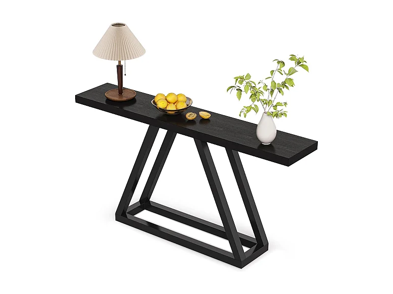 Tavolo consolle stretto da 160 cm, tavolino lungo dietro il divano per ingresso, corridoio, soggiorno, nero