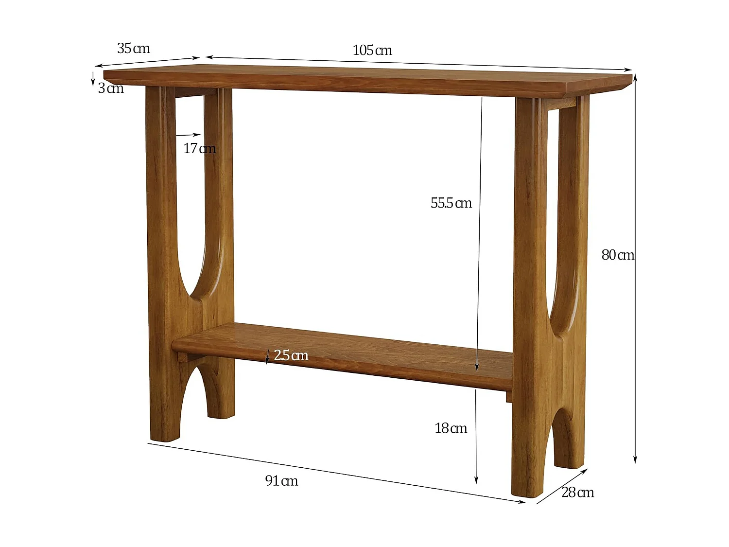 105 cm Eingangstisch mit Stauraum, moderner 2-stufiger Konsoleintisch mit Massivholzbeinen für Wohnzimmer und Flur