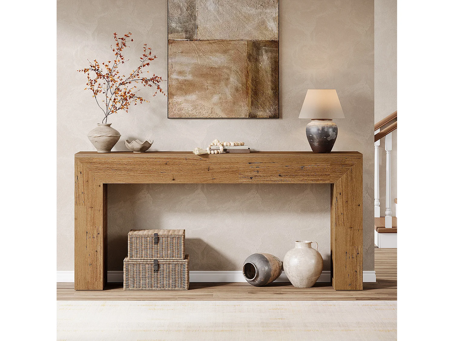 160 cm Konsolentisch für die Eingangshalle, Landhausstil-Konsolentisch hinter der Couch