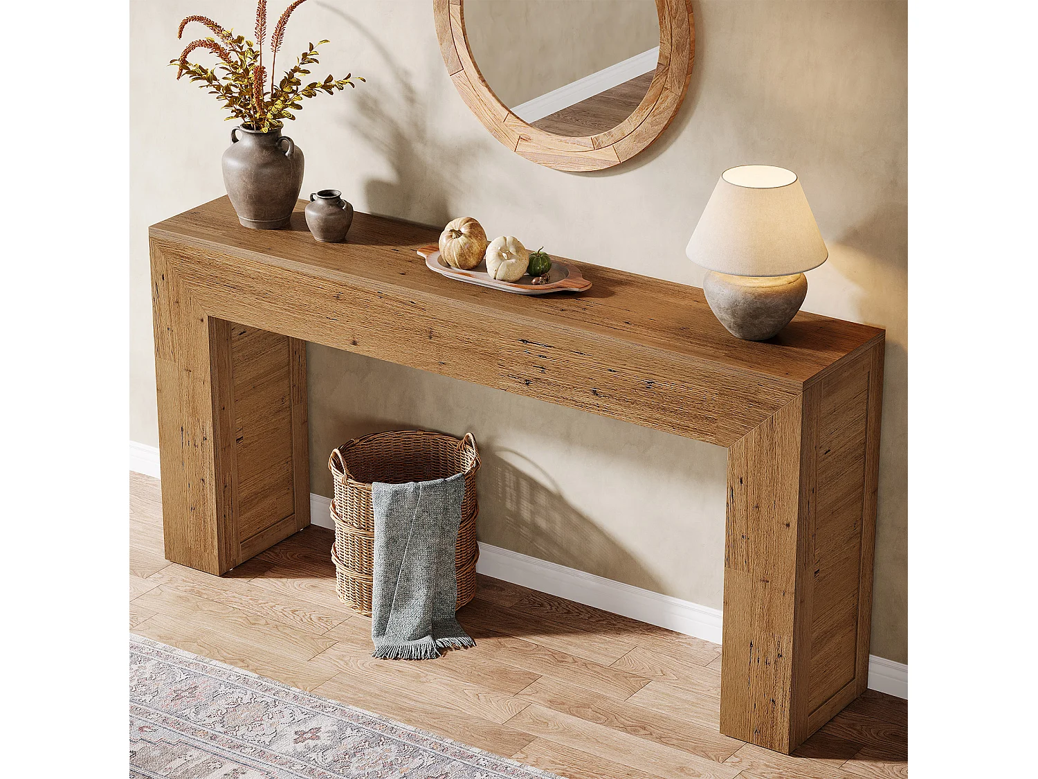 160 cm Konsolentisch für die Eingangshalle, Landhausstil-Konsolentisch hinter der Couch