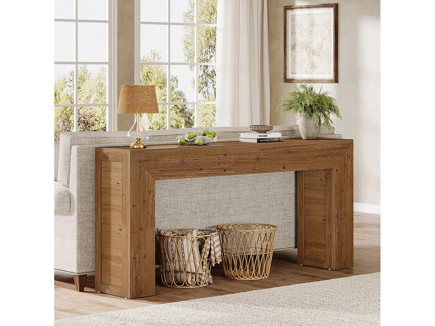 160 cm Konsolentisch für die Eingangshalle, Landhausstil-Konsolentisch hinter der Couch