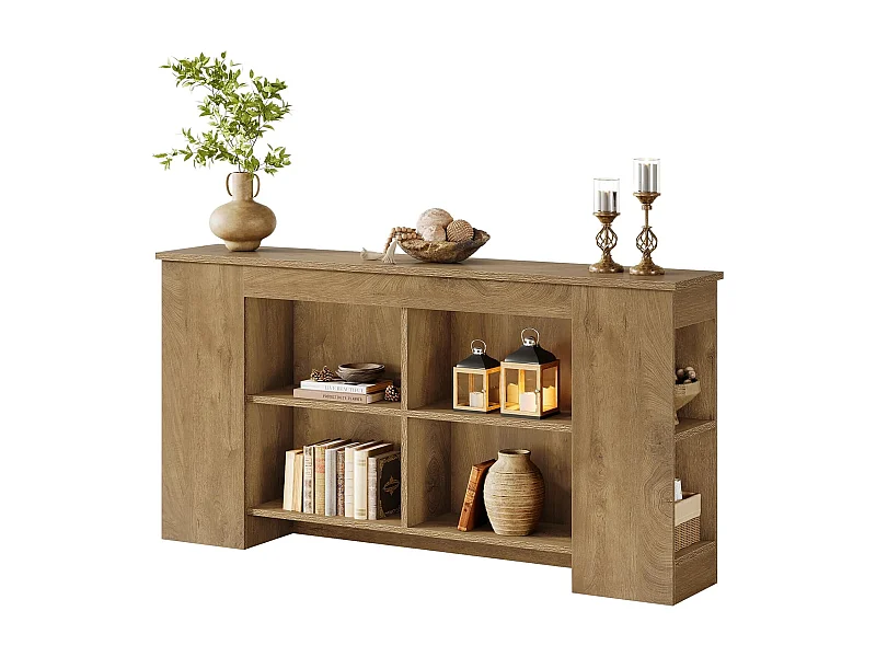 Console avec rangement, table d'entrée en bois de style ferme de 160 cm
