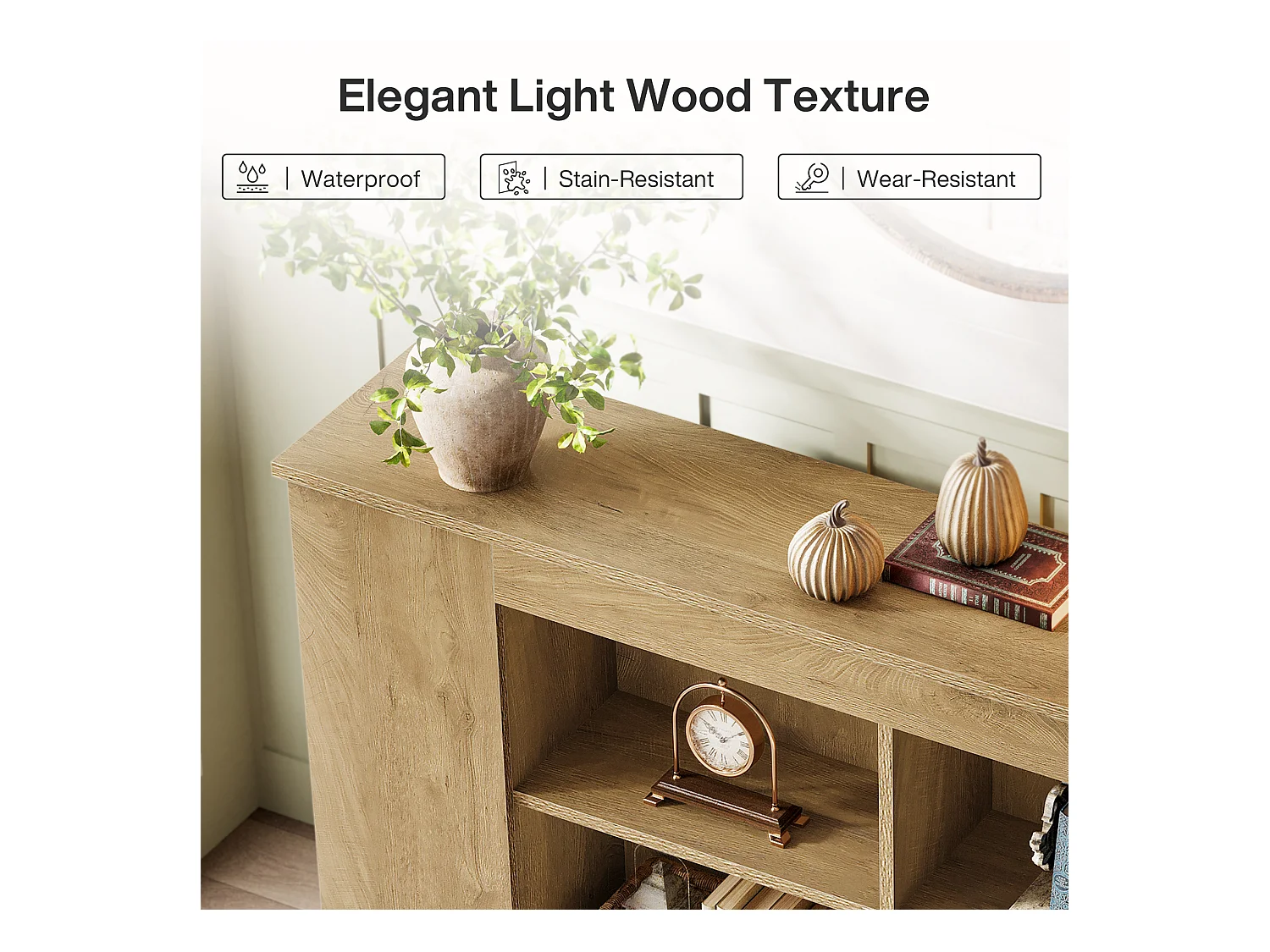 Console avec rangement, table d'entrée en bois de style ferme de 160 cm