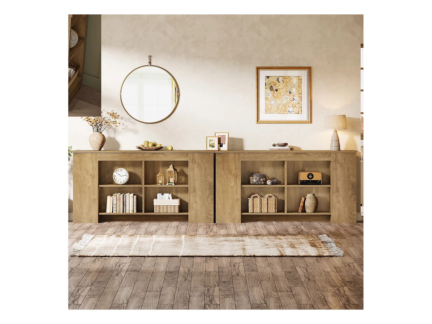 Console avec rangement, table d'entrée en bois de style ferme de 160 cm