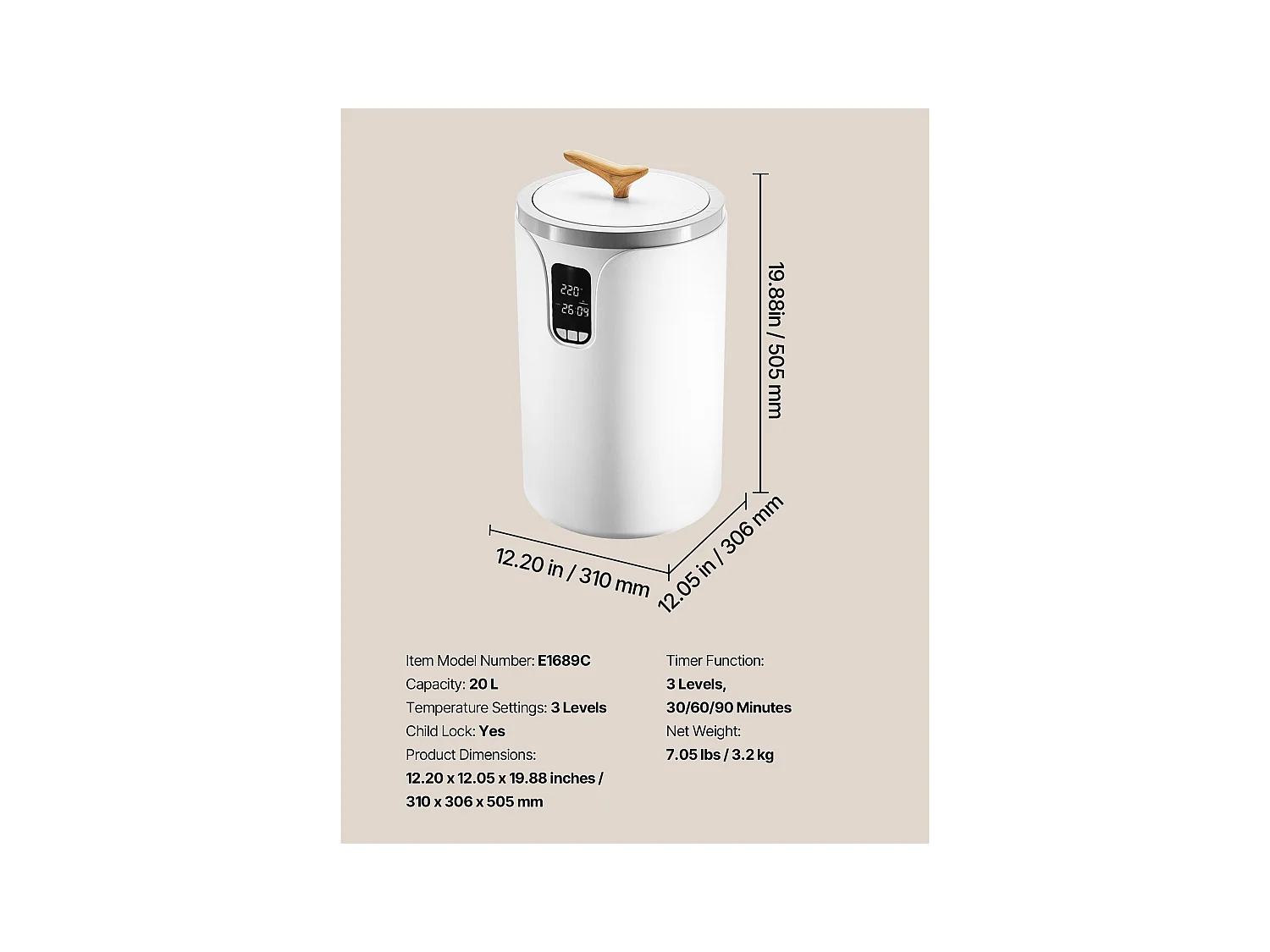 Chauffe Serviettes SucceBuy 20 L, Seau Sèche-serviettes pour Salle de Bain Spa, avec Écran LED, Réglage de la Température, Verrou de Sécurité