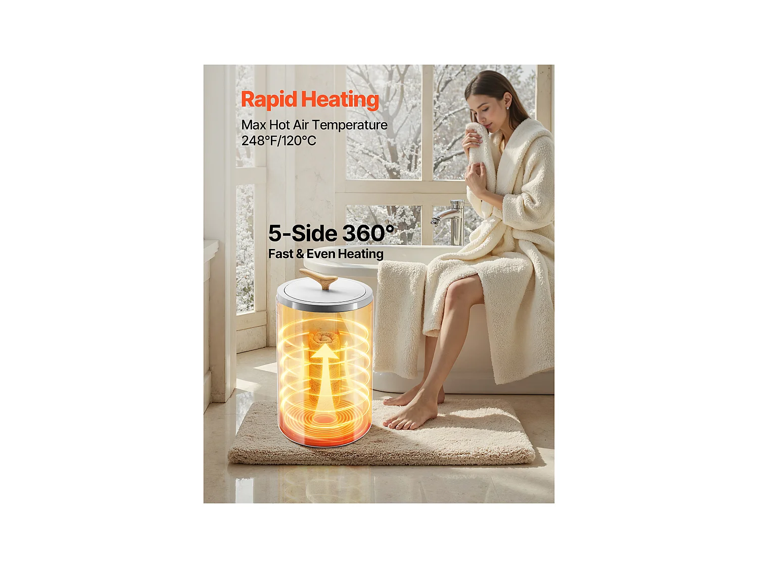 Chauffe Serviettes SucceBuy 20 L, Seau Sèche-serviettes pour Salle de Bain Spa, avec Écran LED, Réglage de la Température, Verrou de Sécurité