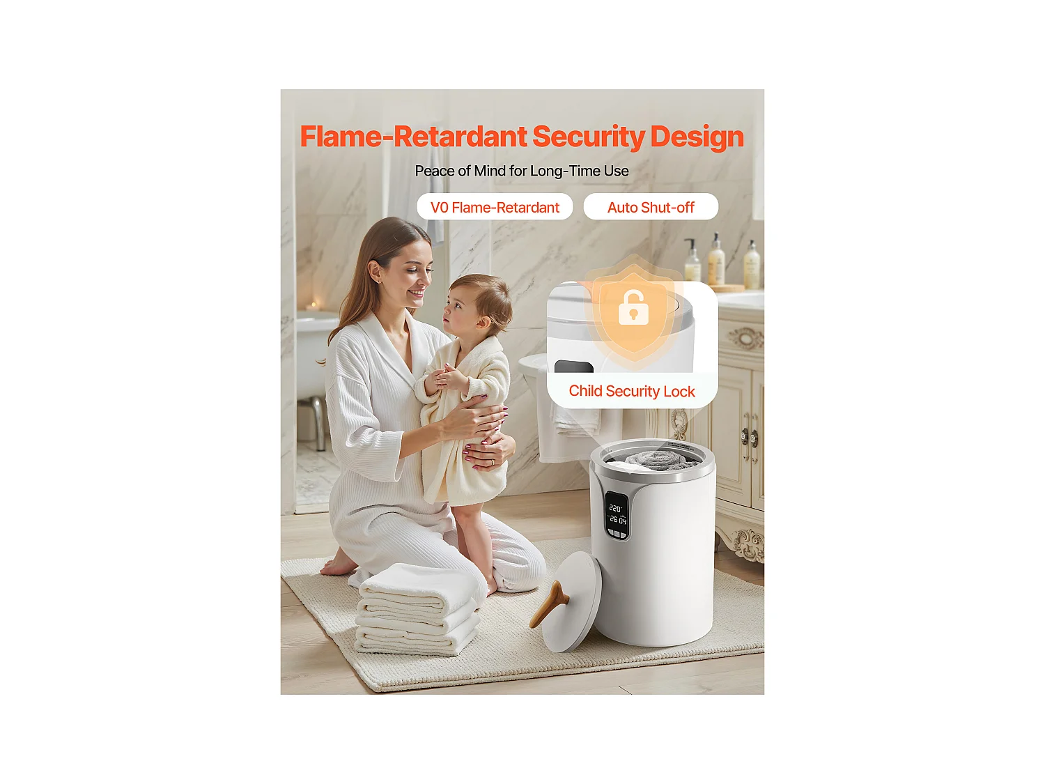 Chauffe Serviettes SucceBuy 20 L, Seau Sèche-serviettes pour Salle de Bain Spa, avec Écran LED, Réglage de la Température, Verrou de Sécurité