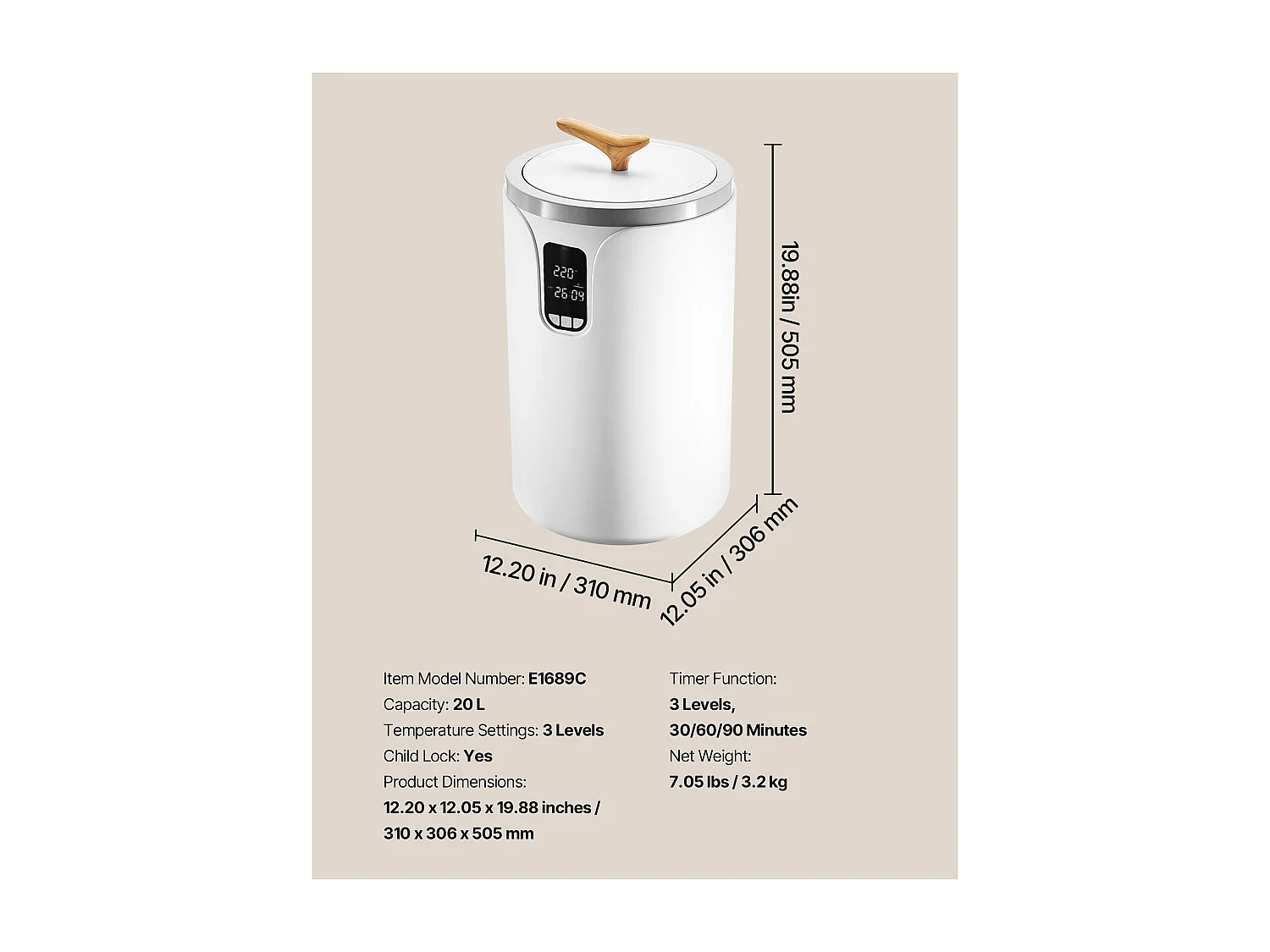 Chauffe Serviettes SucceBuy 20 L, Seau Sèche-serviettes pour Salle de Bain Spa, avec Écran LED, Réglage de la Température, Verrou de Sécurité