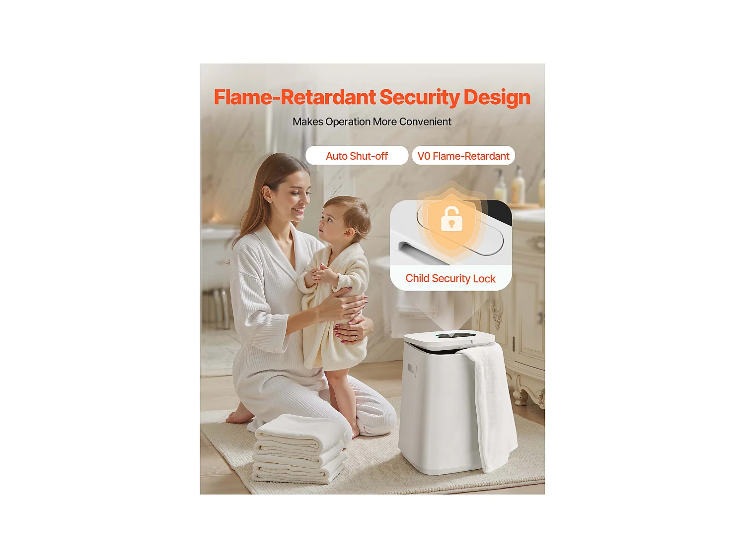 Chauffe Serviettes 20 L SucceBuy, Seau Sèche-serviettes pour Salle de Bain, avec Écran LED, Réglage de la Température, Minuterie et Verrou de Sécurité