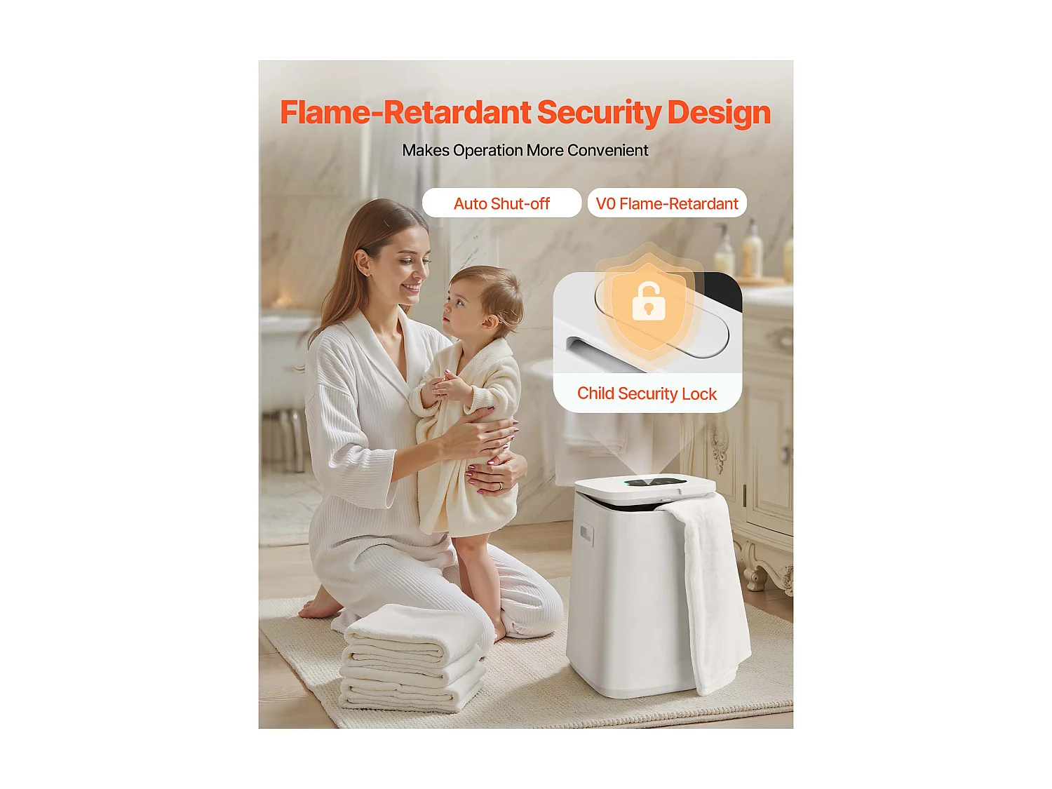 Chauffe Serviettes 20 L SucceBuy, Seau Sèche-serviettes pour Salle de Bain, avec Écran LED, Réglage de la Température, Minuterie et Verrou de Sécurité