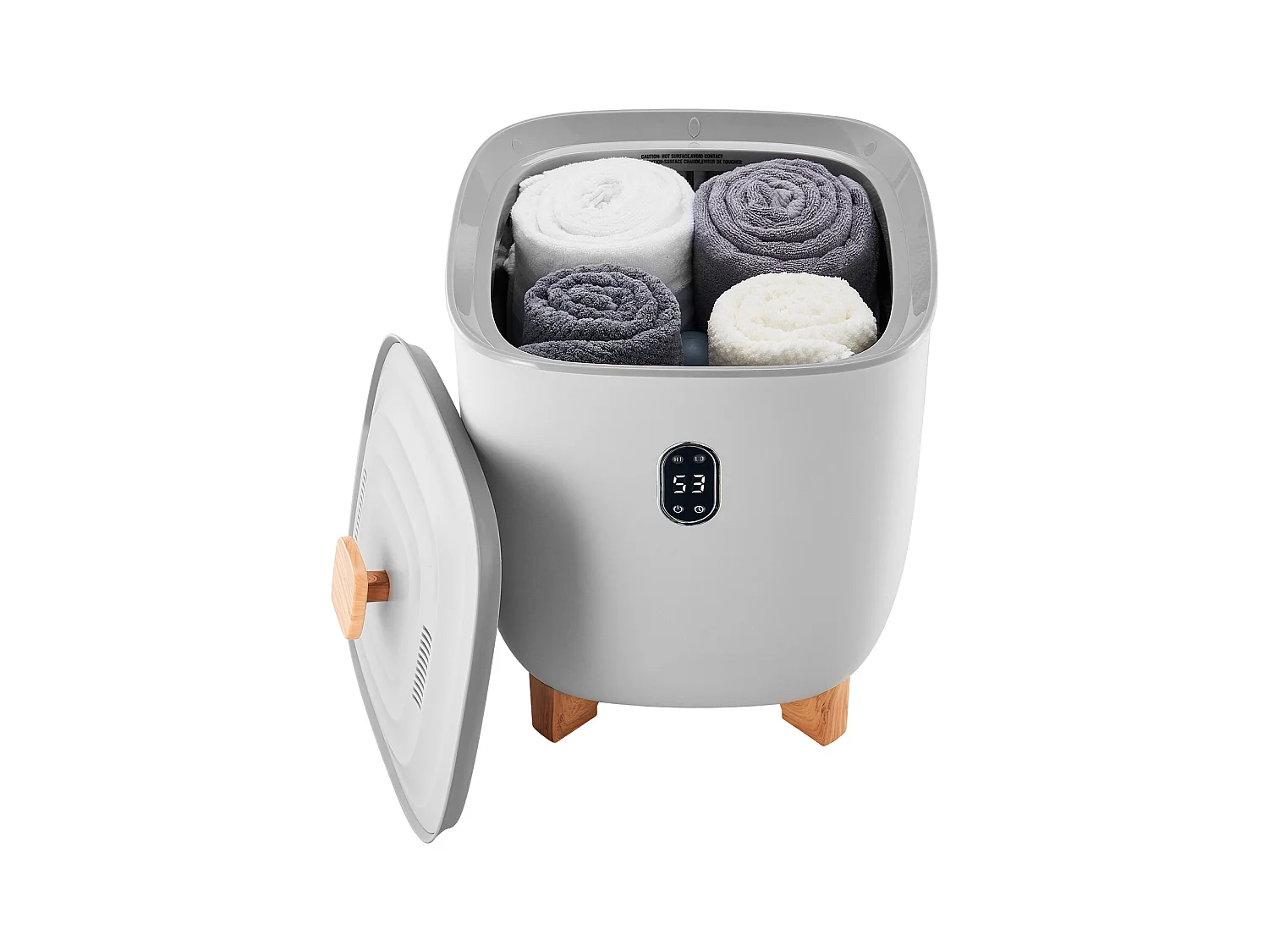 Chauffe Serviettes SucceBuy 25 L, Seau Sèche-serviettes pour Salle de Bain, avec Écran LED, Réglage de la Température et Minuterie 20/40/60/90 min