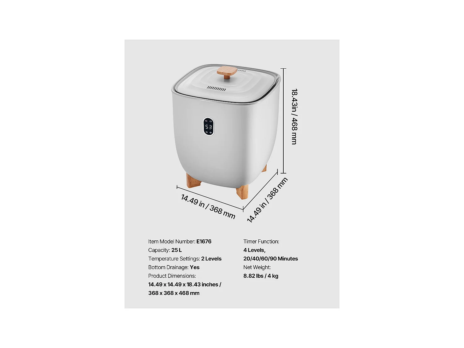 Chauffe Serviettes SucceBuy 25 L, Seau Sèche-serviettes pour Salle de Bain, avec Écran LED, Réglage de la Température et Minuterie 20/40/60/90 min