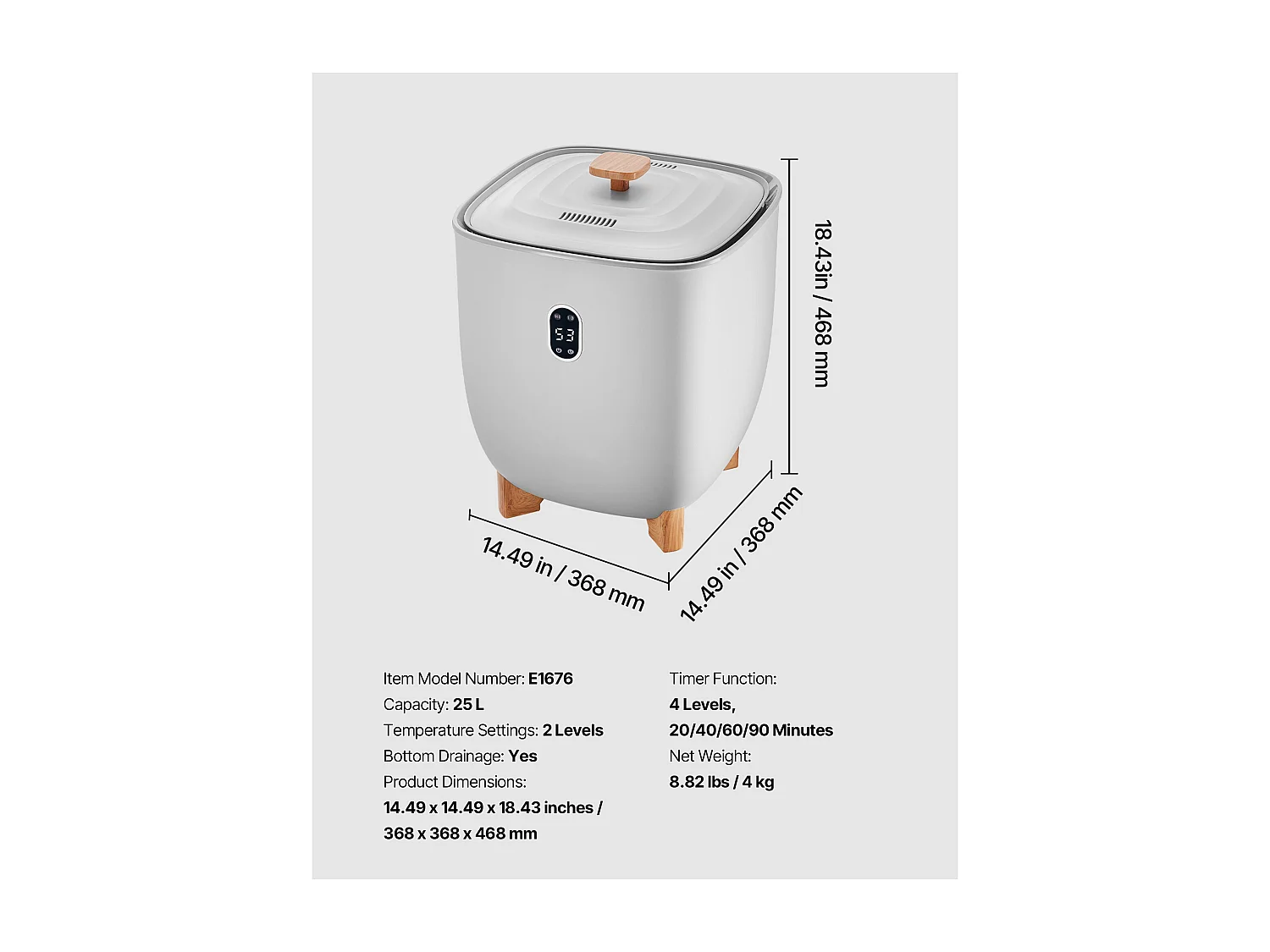 Chauffe Serviettes SucceBuy 25 L, Seau Sèche-serviettes pour Salle de Bain, avec Écran LED, Réglage de la Température et Minuterie 20/40/60/90 min