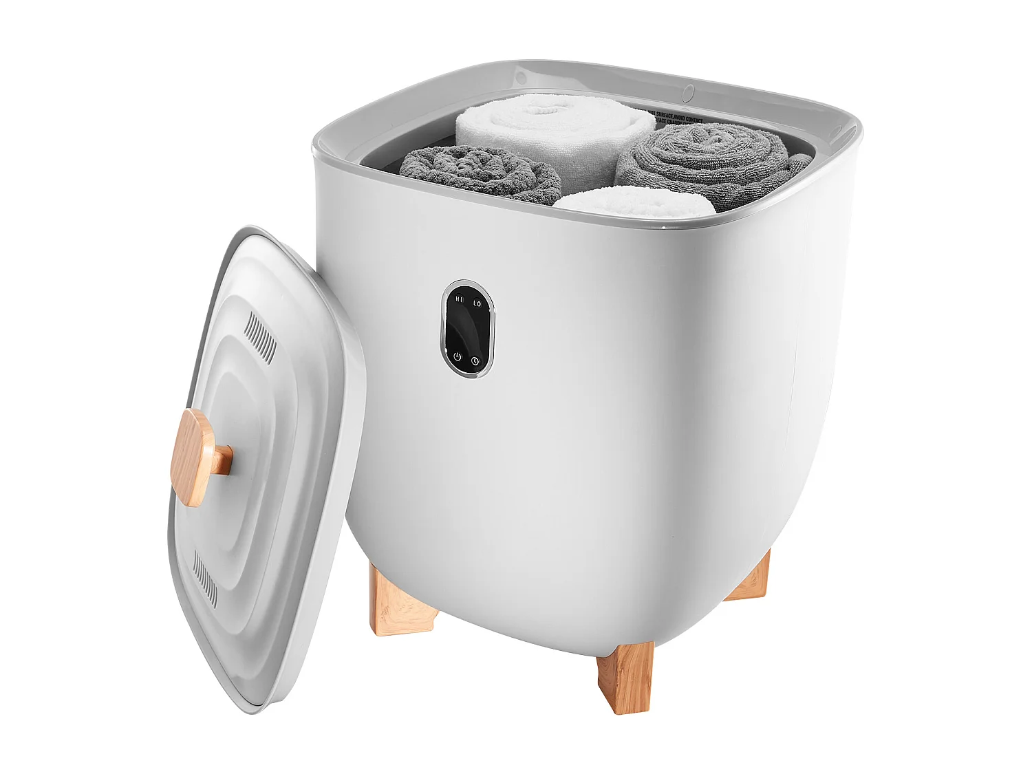 Chauffe Serviettes SucceBuy 25 L, Seau Sèche-serviettes pour Salle de Bain, avec Écran LED, Réglage de la Température et Minuterie 20/40/60/90 min