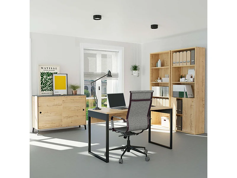 Pack despacho Gold Roble Gold (Escritorio+2 vitrinas+aparador)