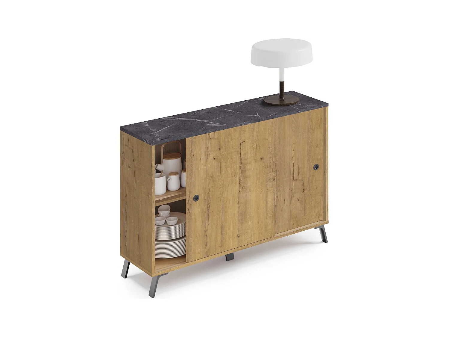 Pack despacho Gold Roble Gold (Escritorio+2 vitrinas+aparador)