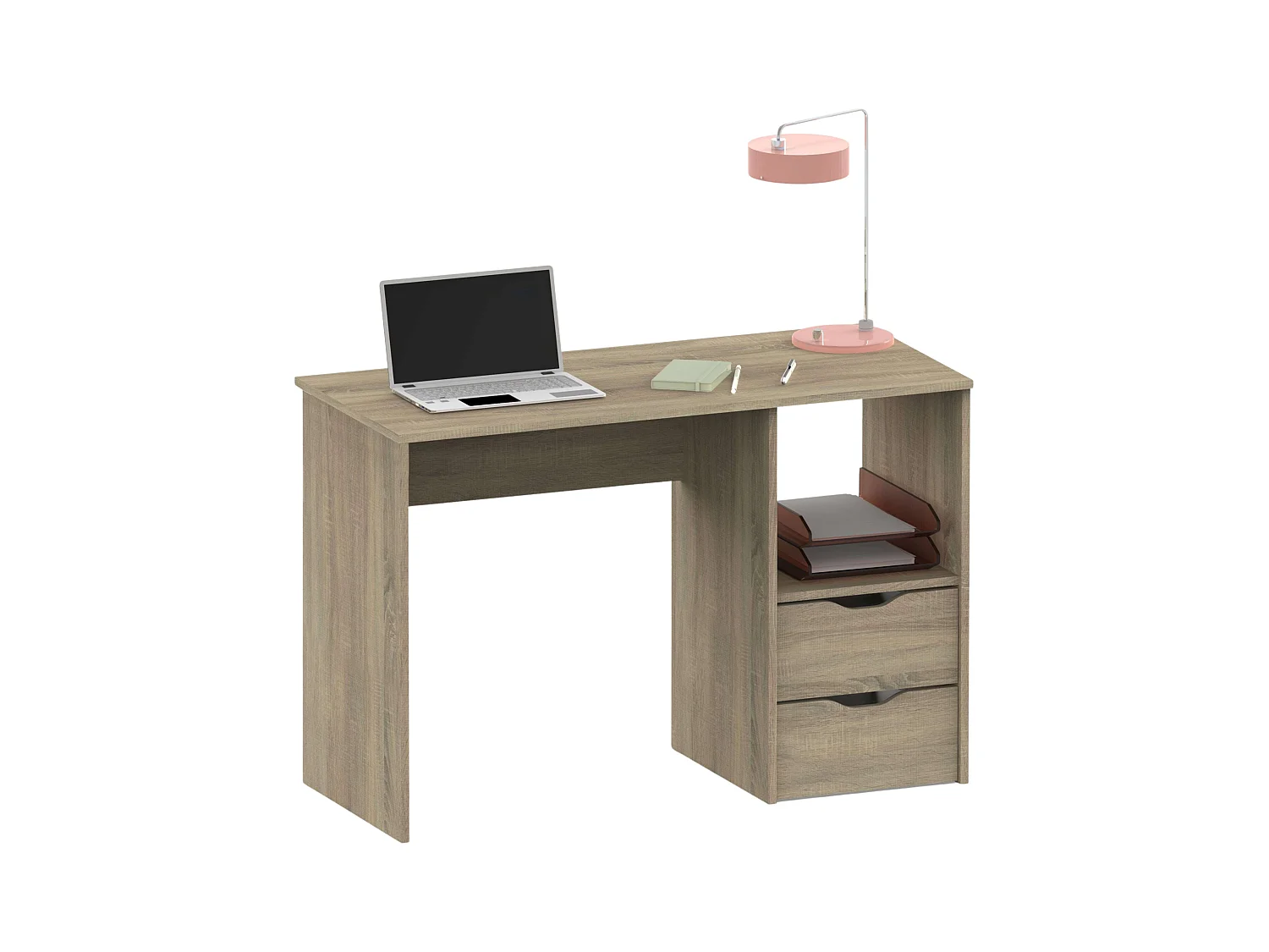 Bureau Eko 2 tiroirs en chêne 76 x 115 x 50 cm