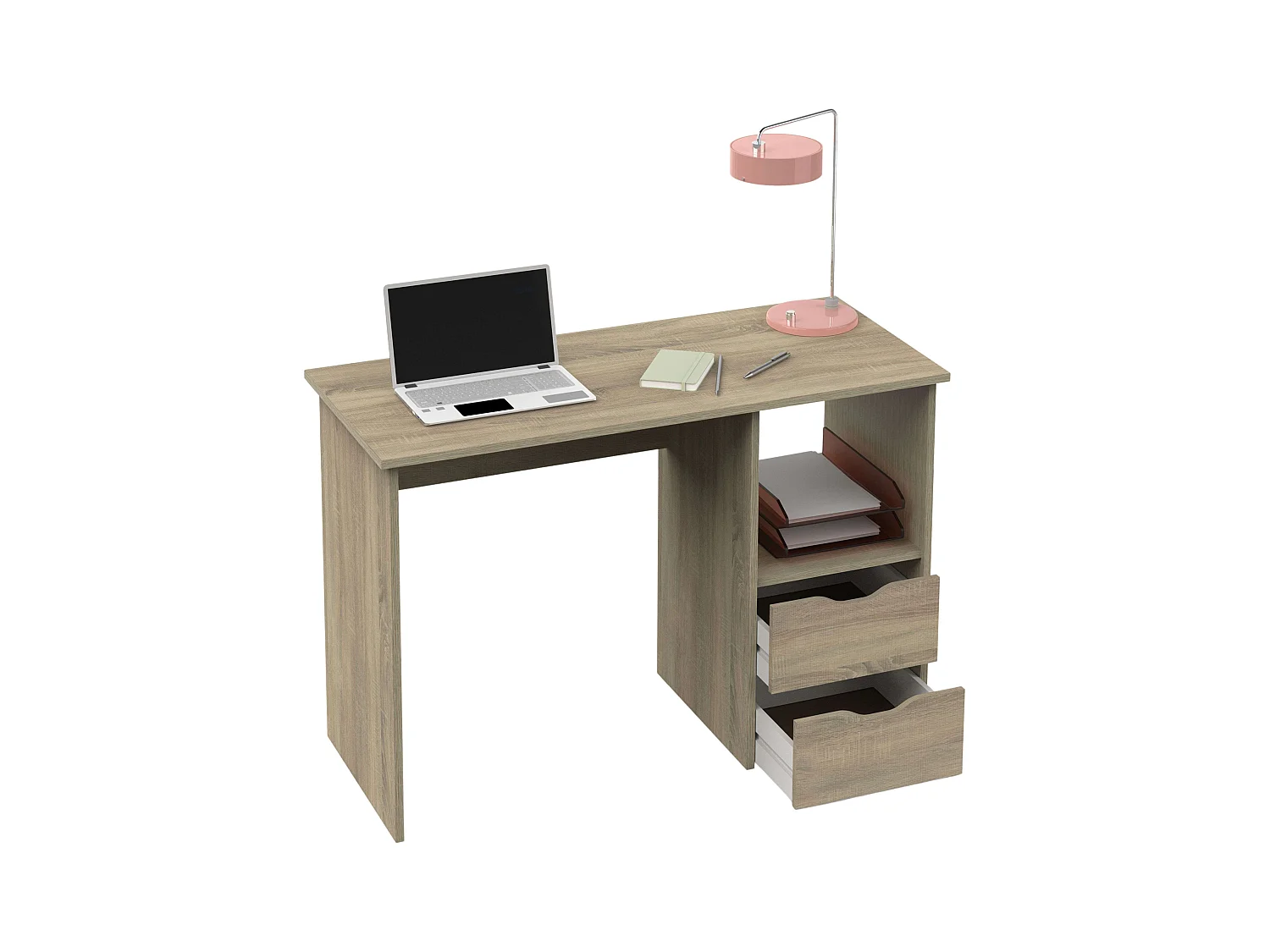 Bureau Eko 2 tiroirs en chêne 76 x 115 x 50 cm