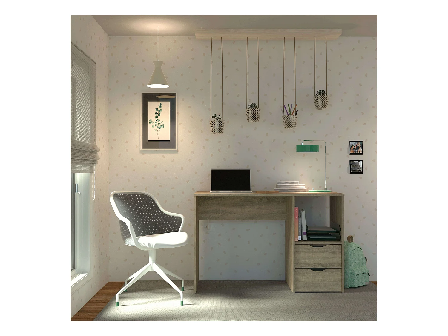 Bureau Eko 2 tiroirs en chêne 76 x 115 x 50 cm