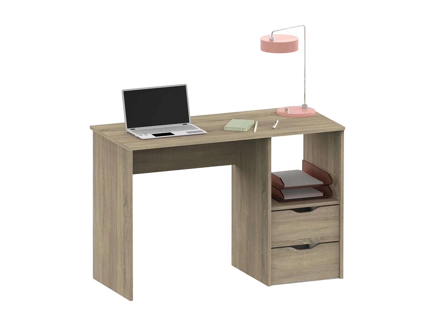 Bureau Eko 2 tiroirs en chêne 76 x 115 x 50 cm