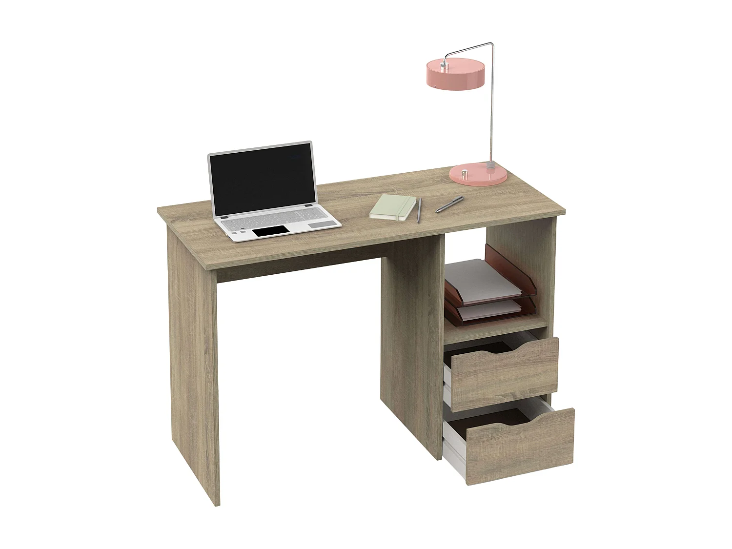 Bureau Eko 2 tiroirs en chêne 76 x 115 x 50 cm