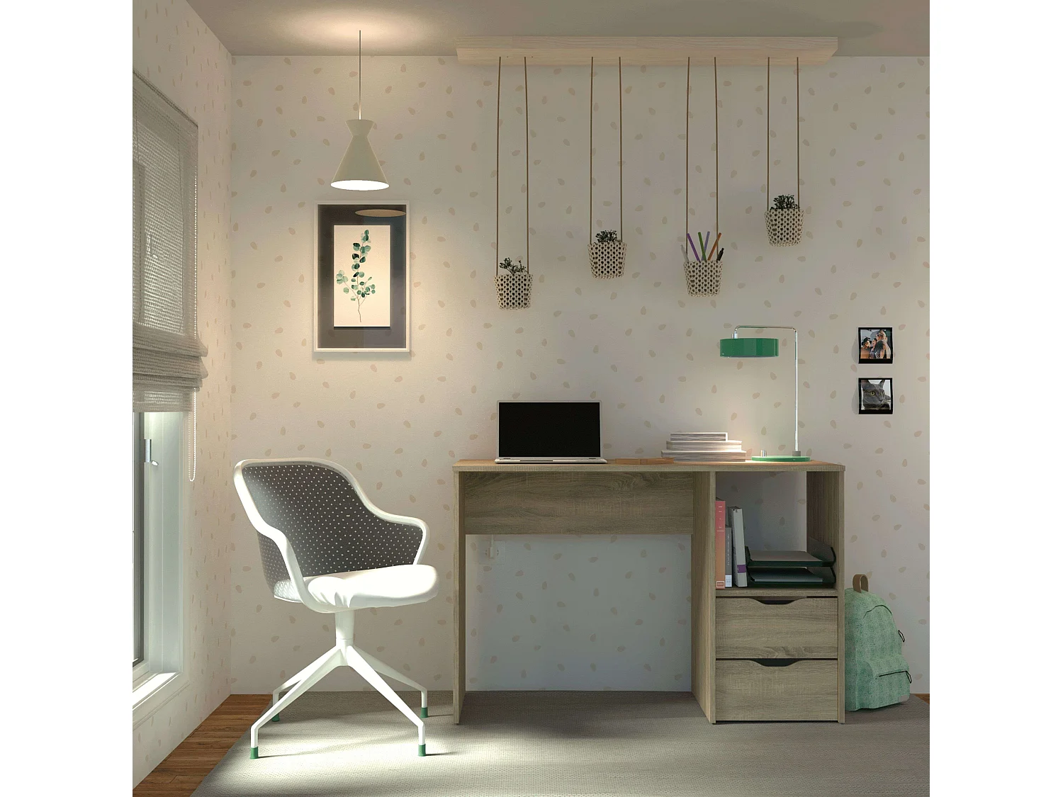 Bureau Eko 2 tiroirs en chêne 76 x 115 x 50 cm