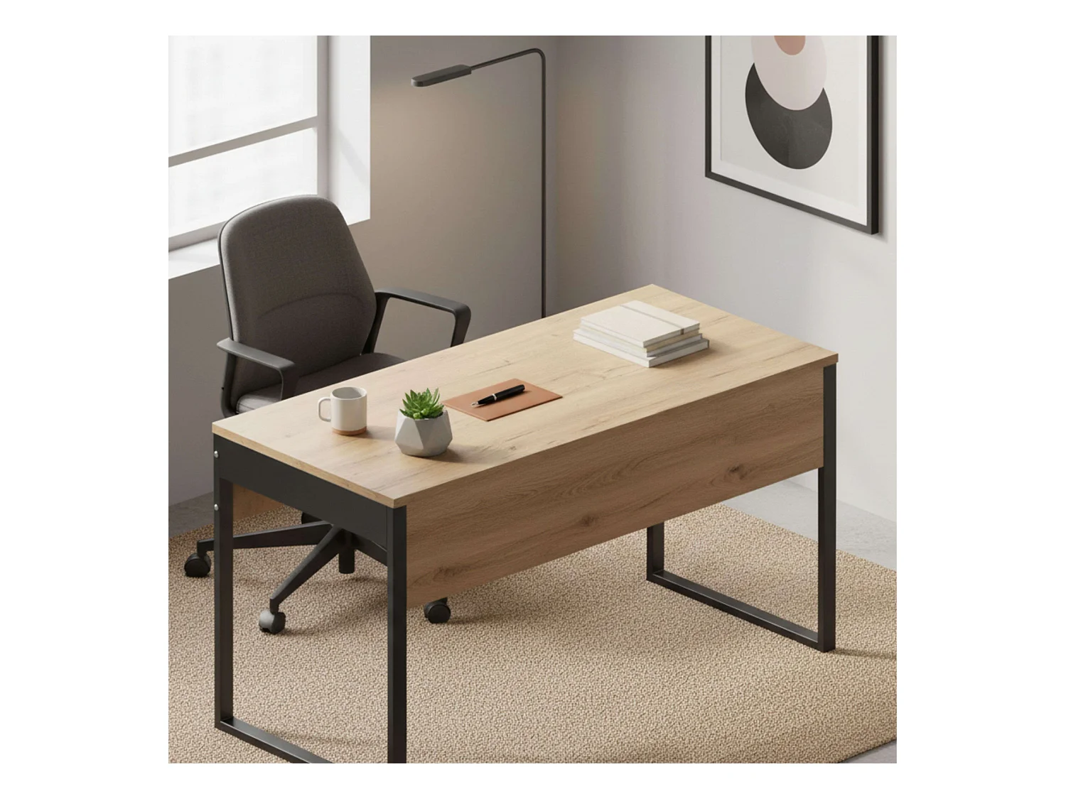 Mesa estudio Nexus Roble Gold/Negro Despacho Industrial