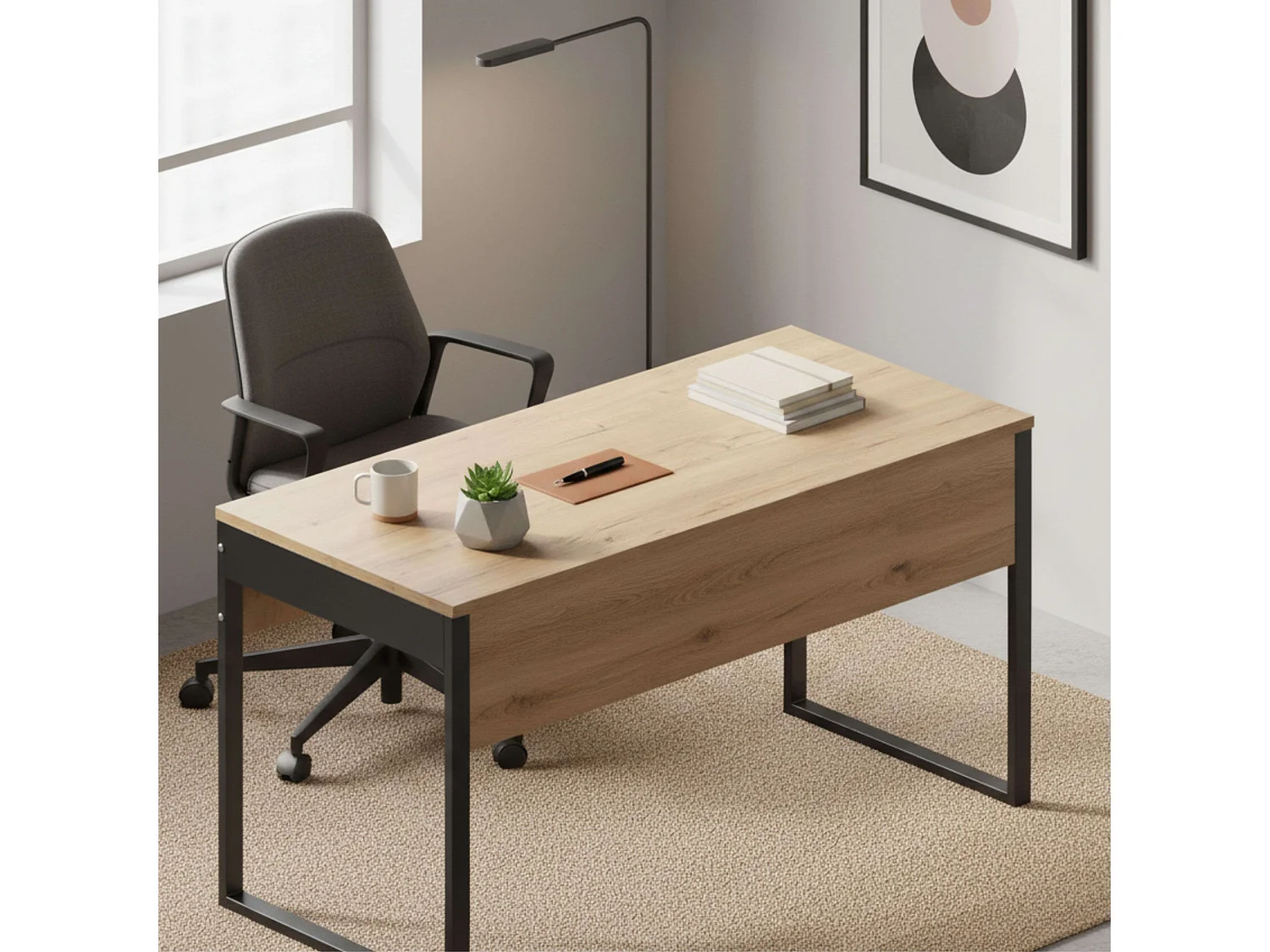 Mesa estudio Nexus Roble Gold/Negro Despacho Industrial