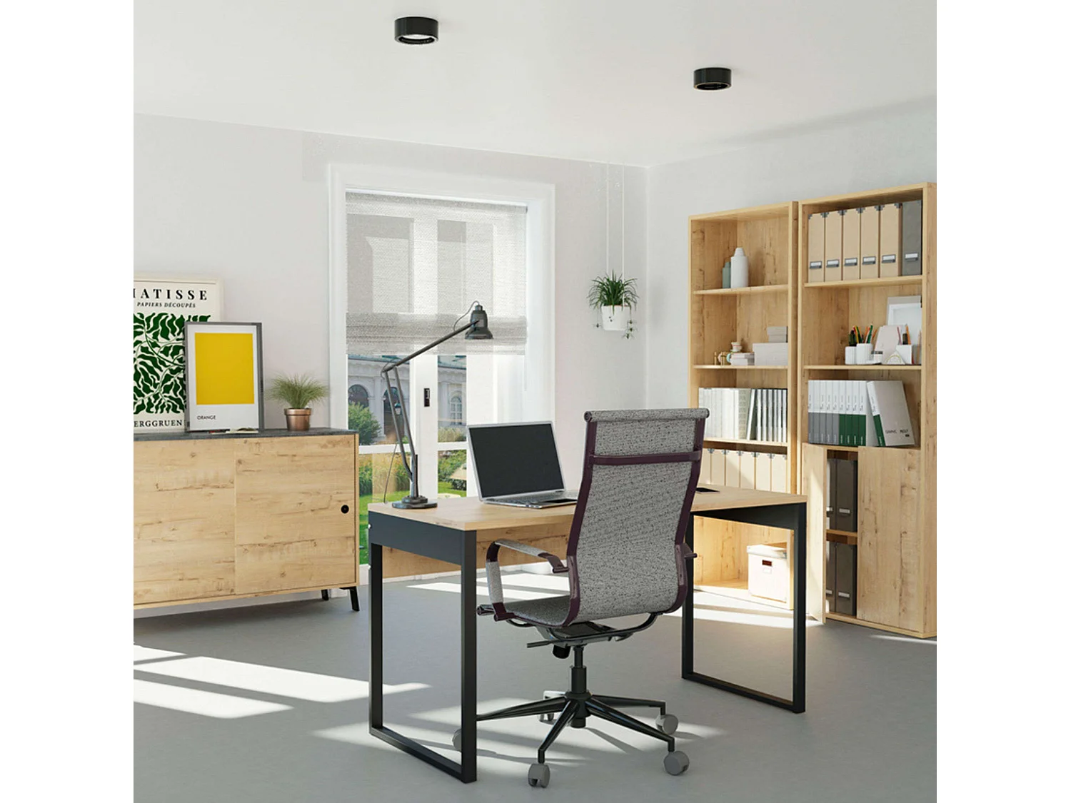 Mesa estudio Nexus Roble Gold/Negro Despacho Industrial