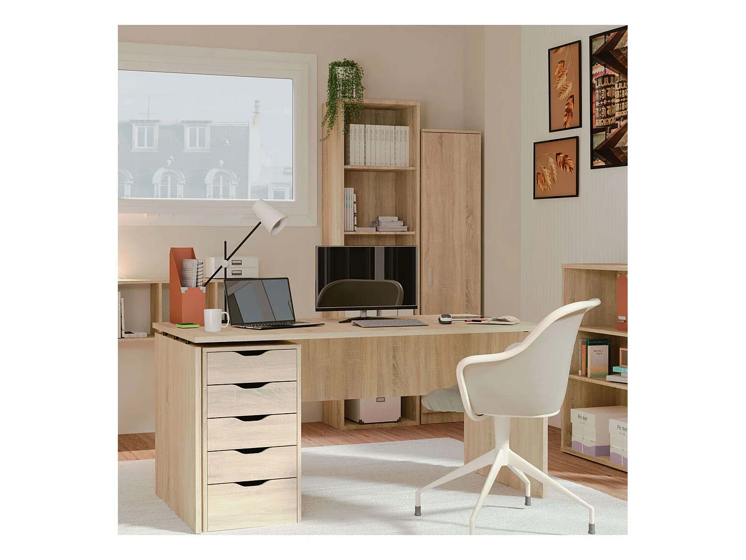 Mesa Escritorio Rivoli Moderno Roble Cambrian 155 cm