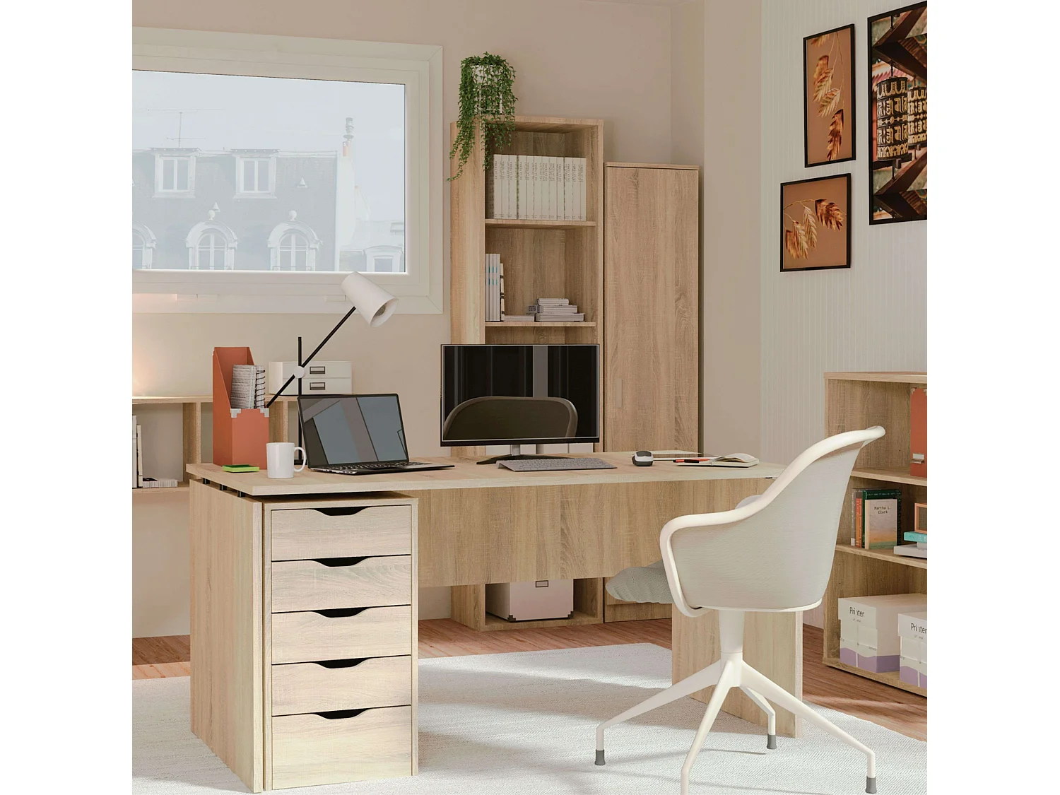 Mesa Escritorio Rivoli Moderno Roble Cambrian 155 cm