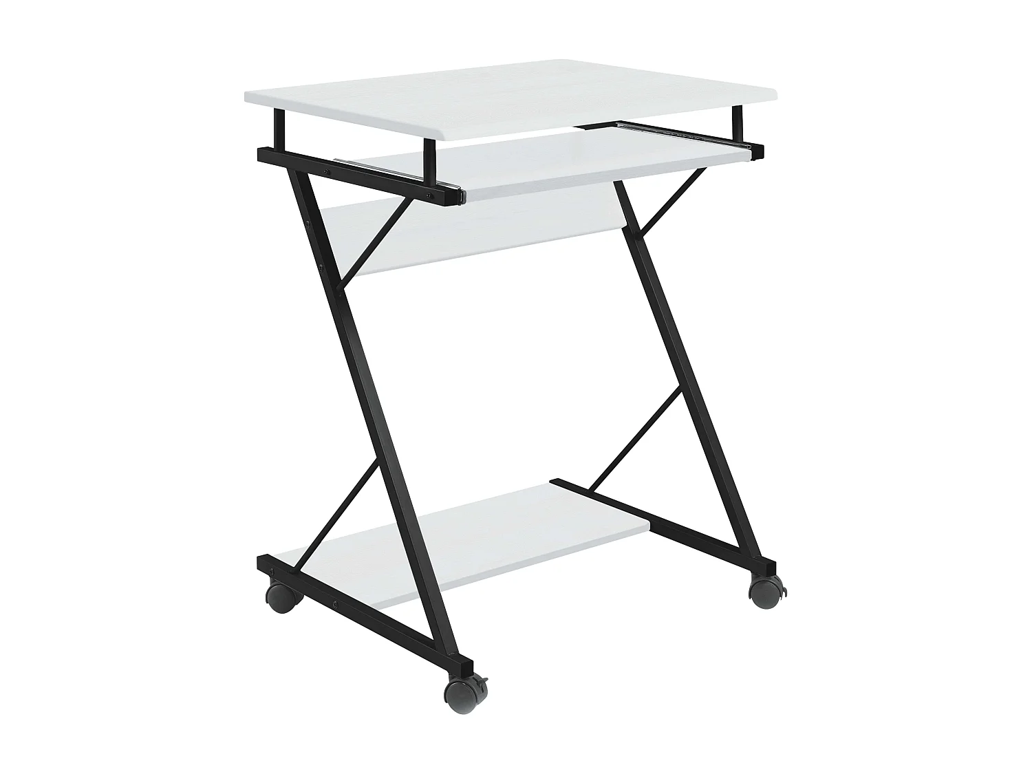 Bureau Volta avec plateau amovible, roulettes, blanc/noir, 60 x 75 x 48 cm