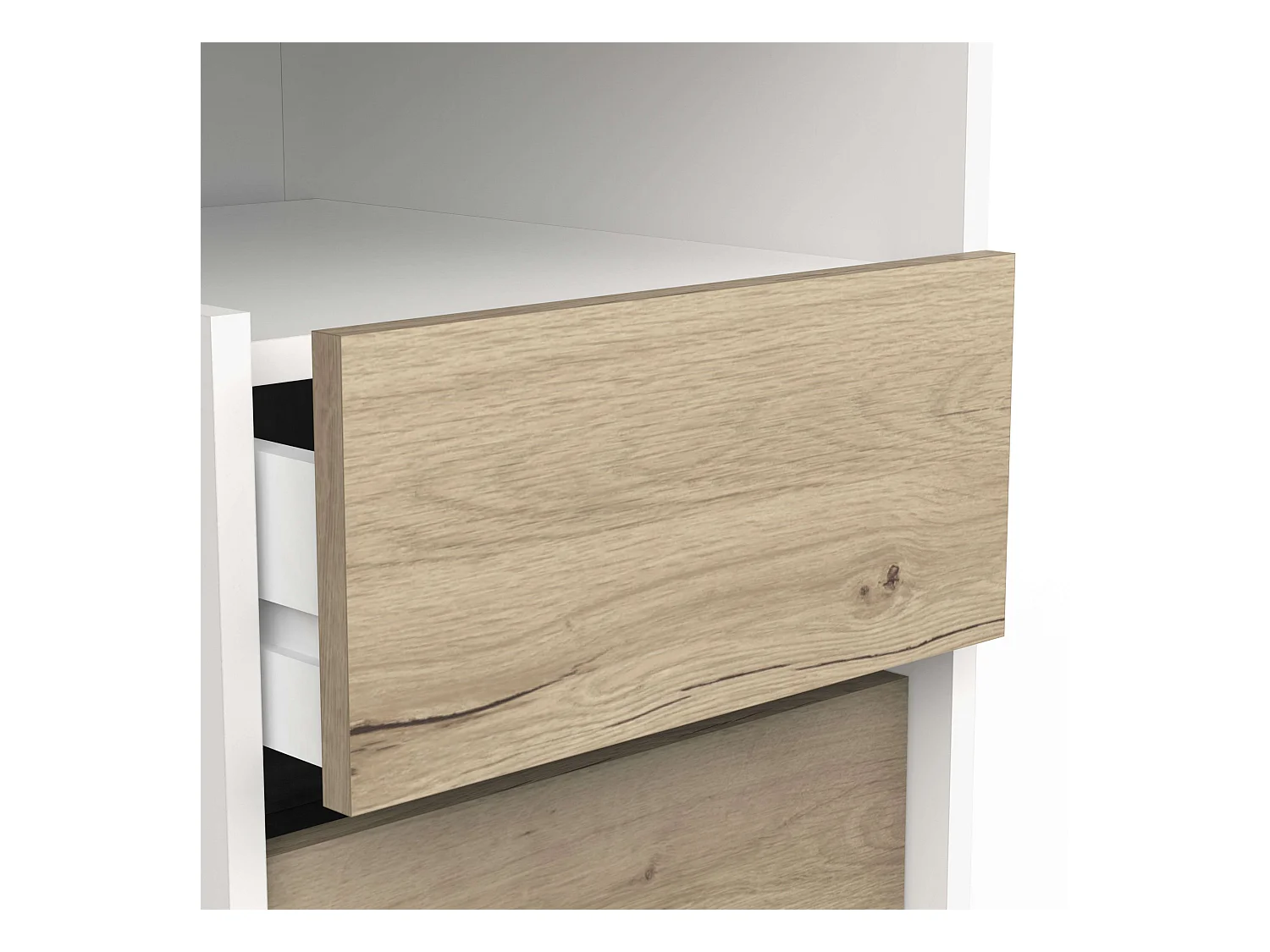 Bureau Harison en chêne/blanc, 3 tiroirs, 117 x 77 x 50 cm