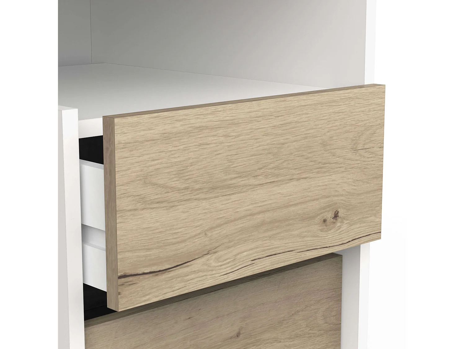 Bureau Harison en chêne/blanc, 3 tiroirs, 117 x 77 x 50 cm