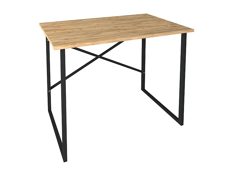 Mesa Escritorio Rus Industrial Roble y Negro 90 cm