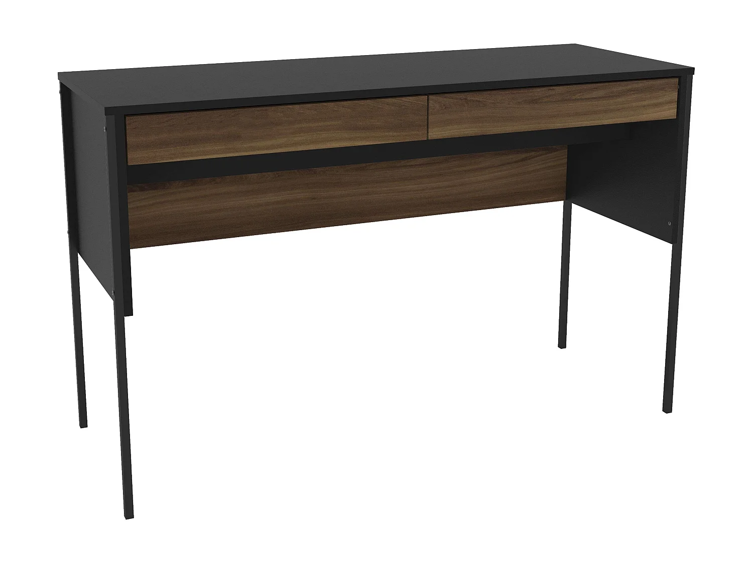 Bureau Mallorca 2 tiroirs Chêne foncé/Noir 120 cm