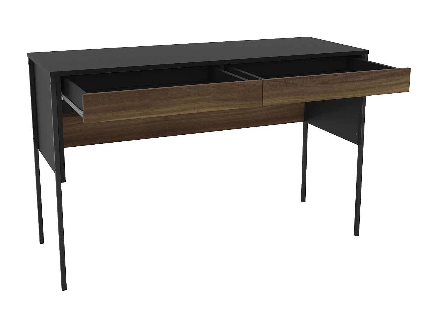 Bureau Mallorca 2 tiroirs Chêne foncé/Noir 120 cm
