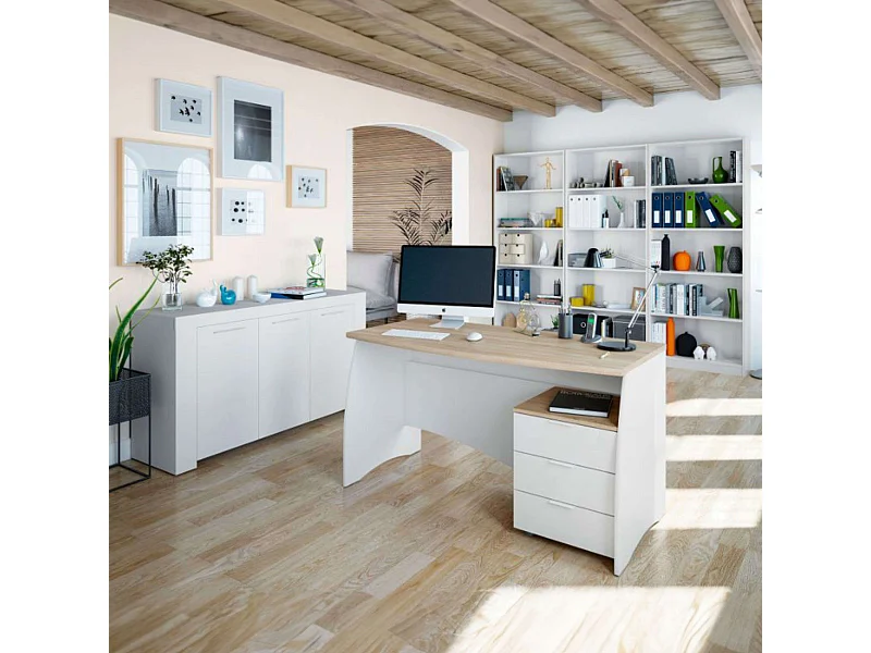 Pack Despacho Ofc. Moderna Blanco Artik y Roble Canadian