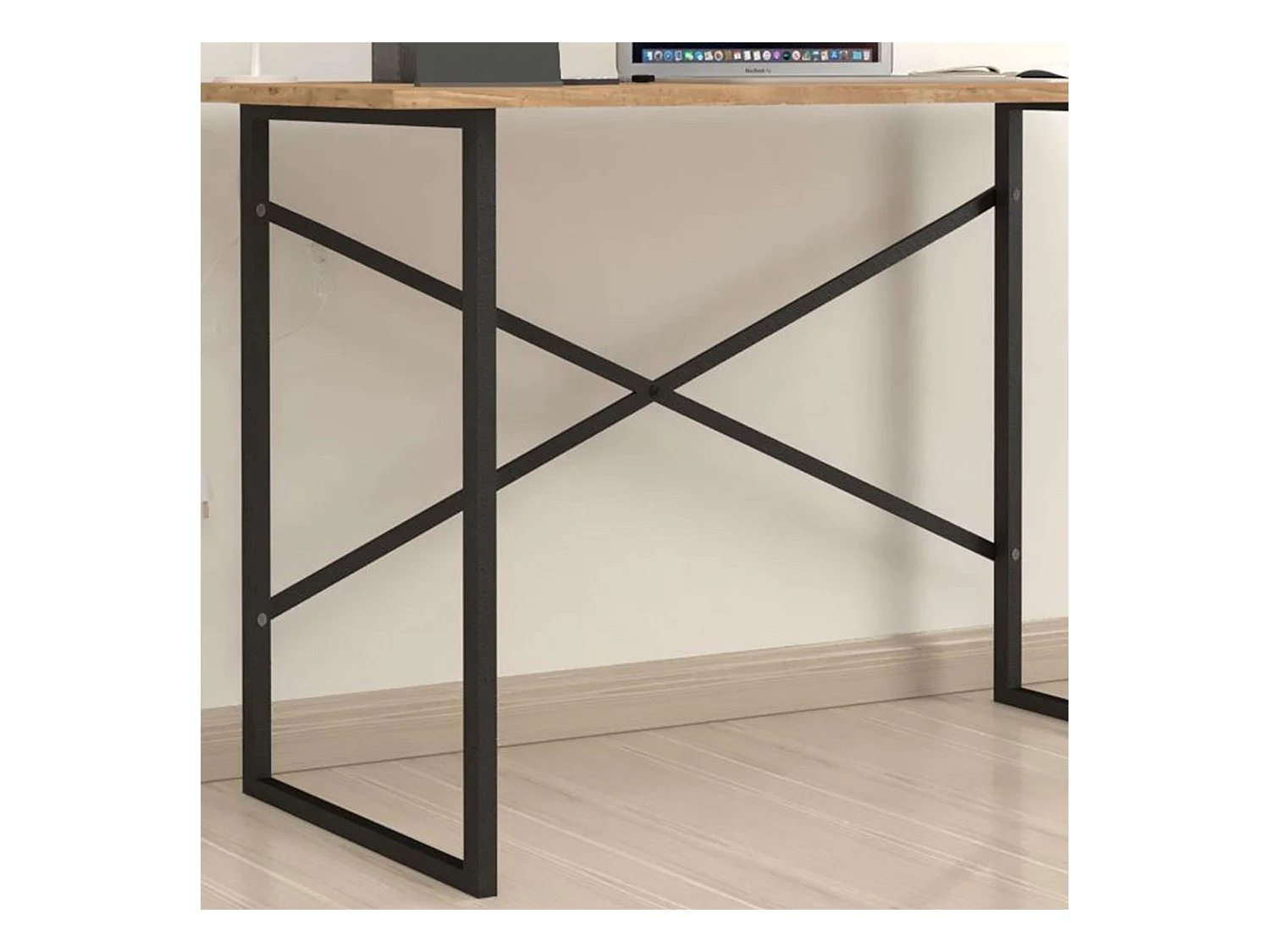 Table de bureau Rus Ind., chêne et noir, 120 cm