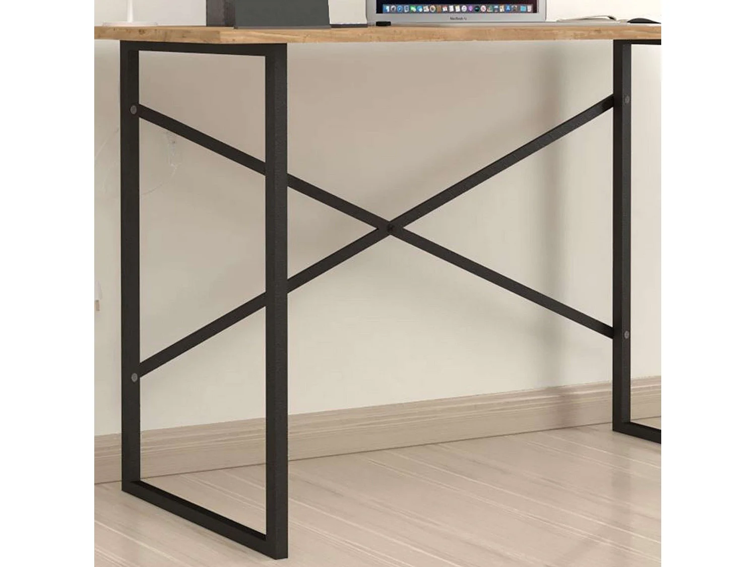 Table de bureau Rus Ind., chêne et noir, 120 cm