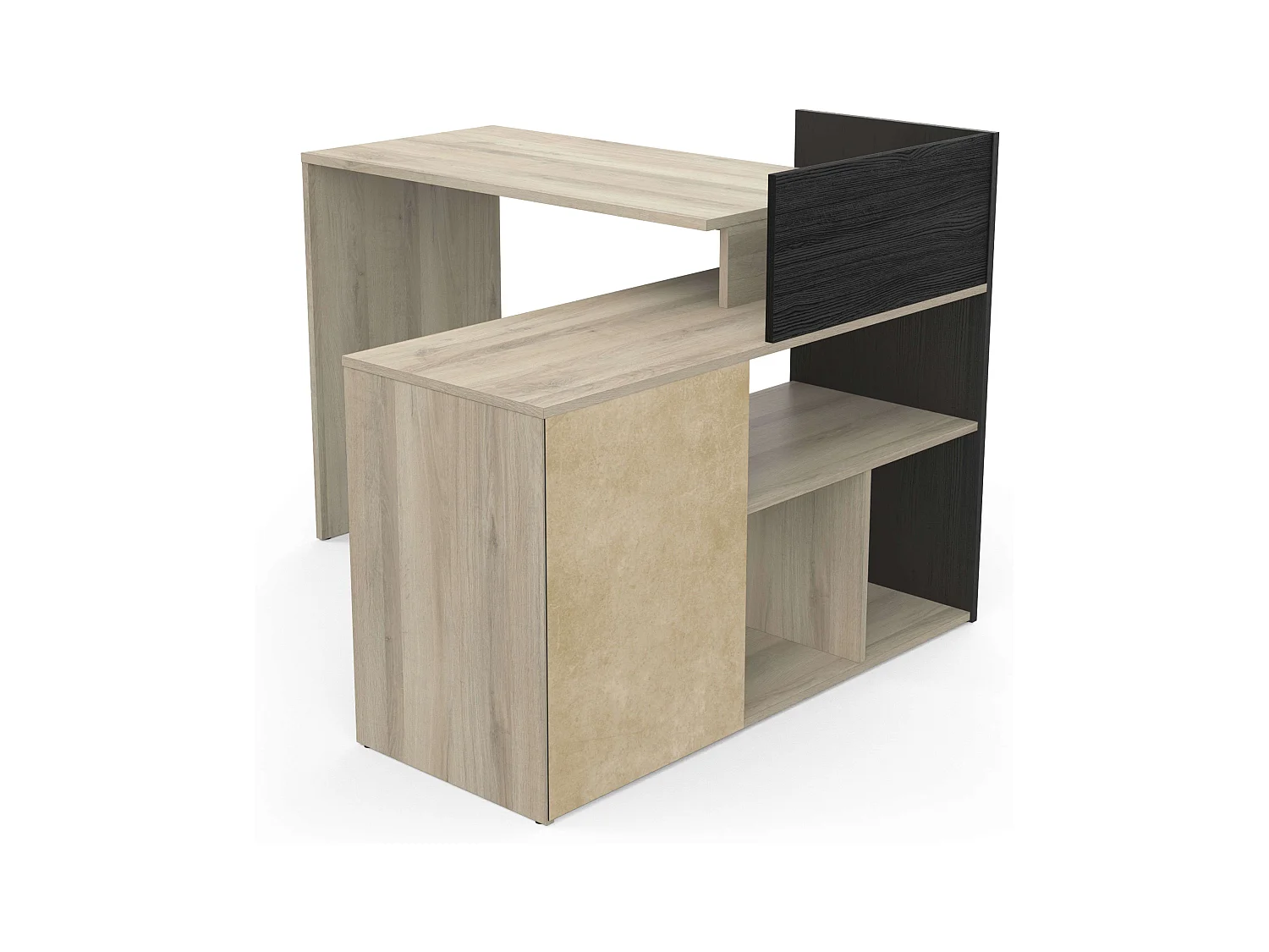 Mesa Escritorio Reversible Melamina Roble/Negro 121cm Estilo Moderno