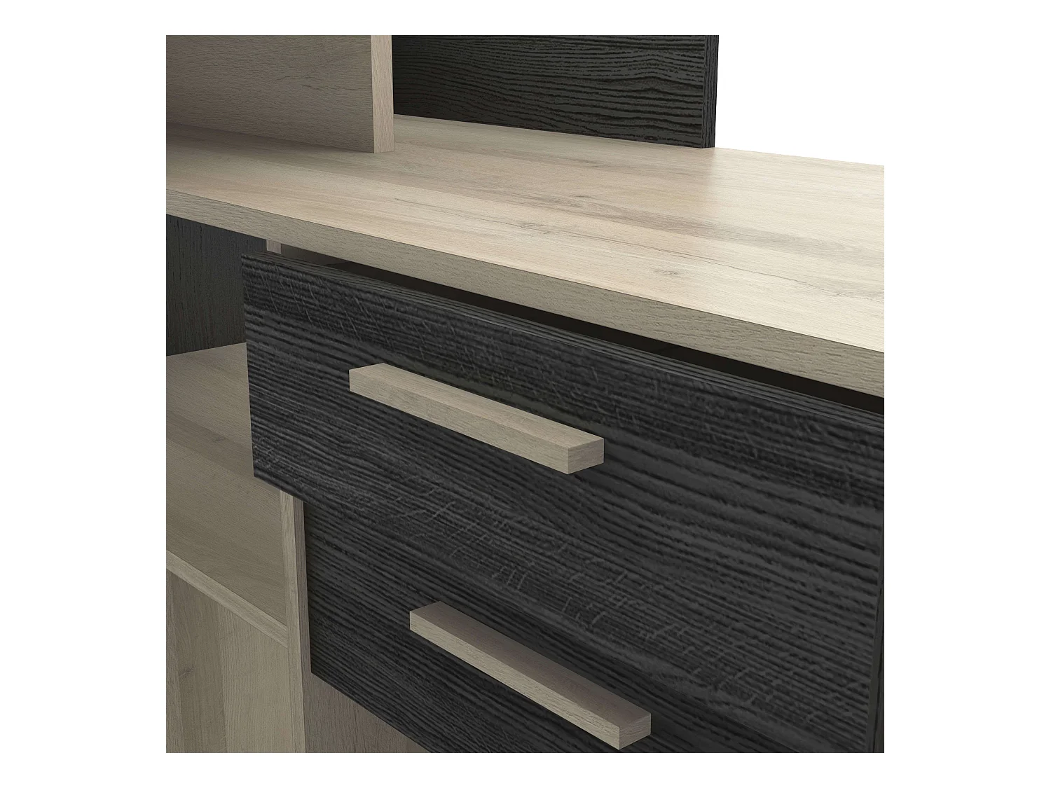 Mesa Escritorio Reversible Melamina Roble/Negro 121cm Estilo Moderno