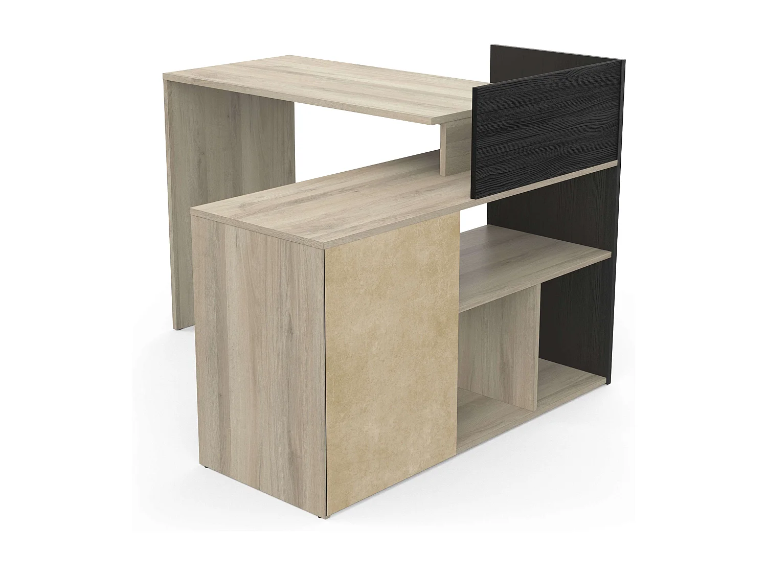 Mesa Escritorio Reversible Melamina Roble/Negro 121cm Estilo Moderno