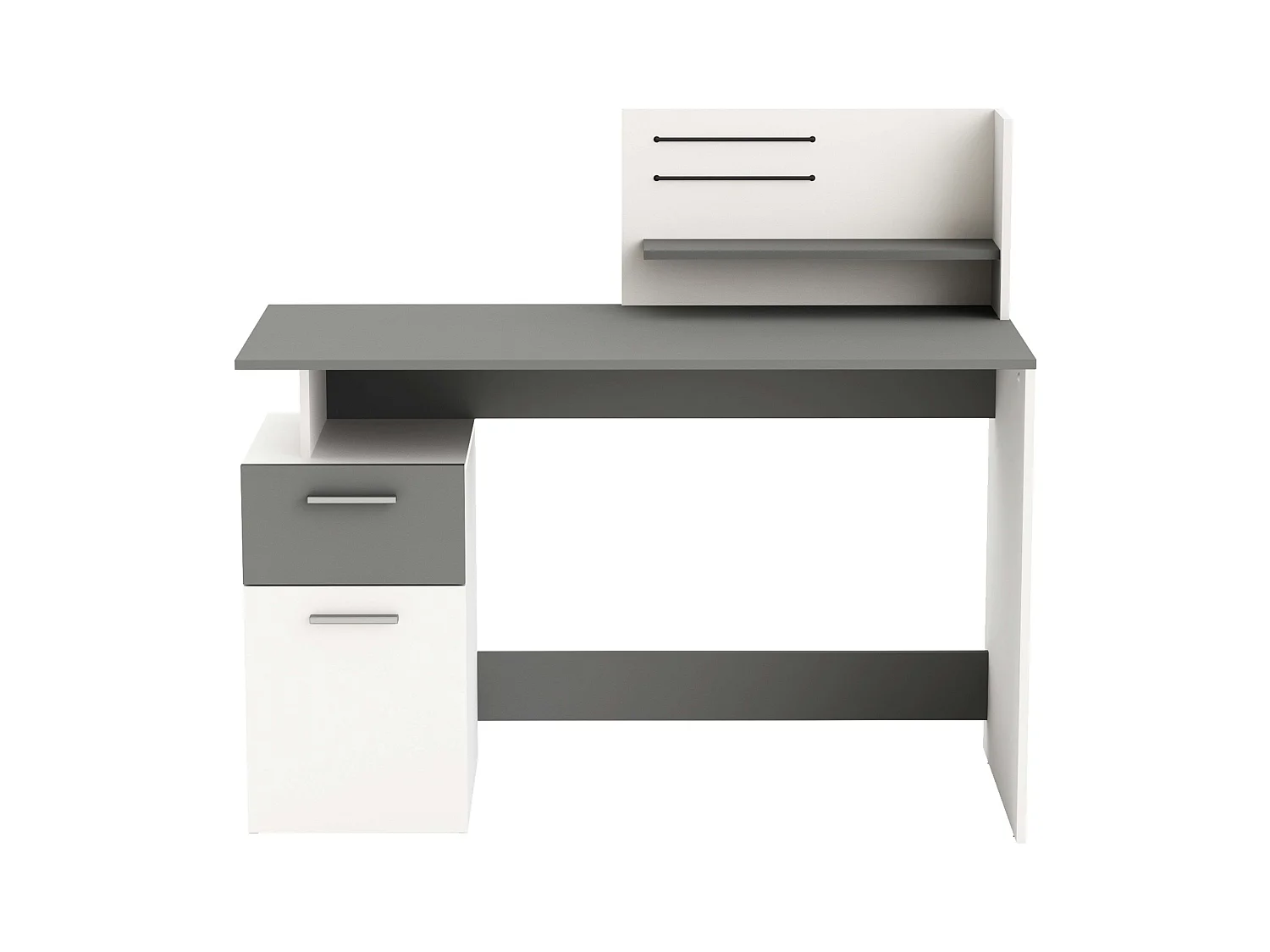 Bureau multimédia Plato blanc et gris foncé 122 cm