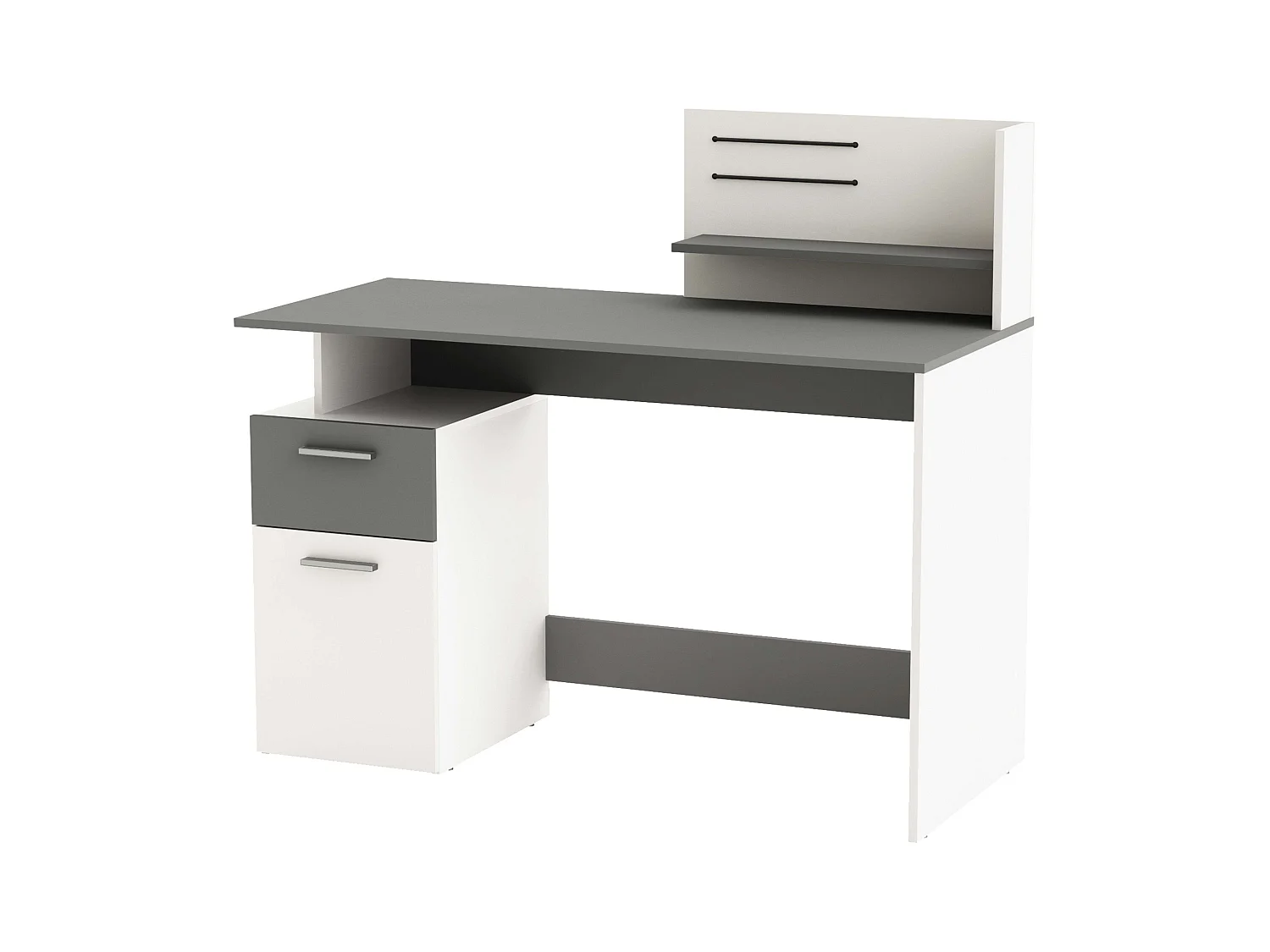 Bureau multimédia Plato blanc et gris foncé 122 cm