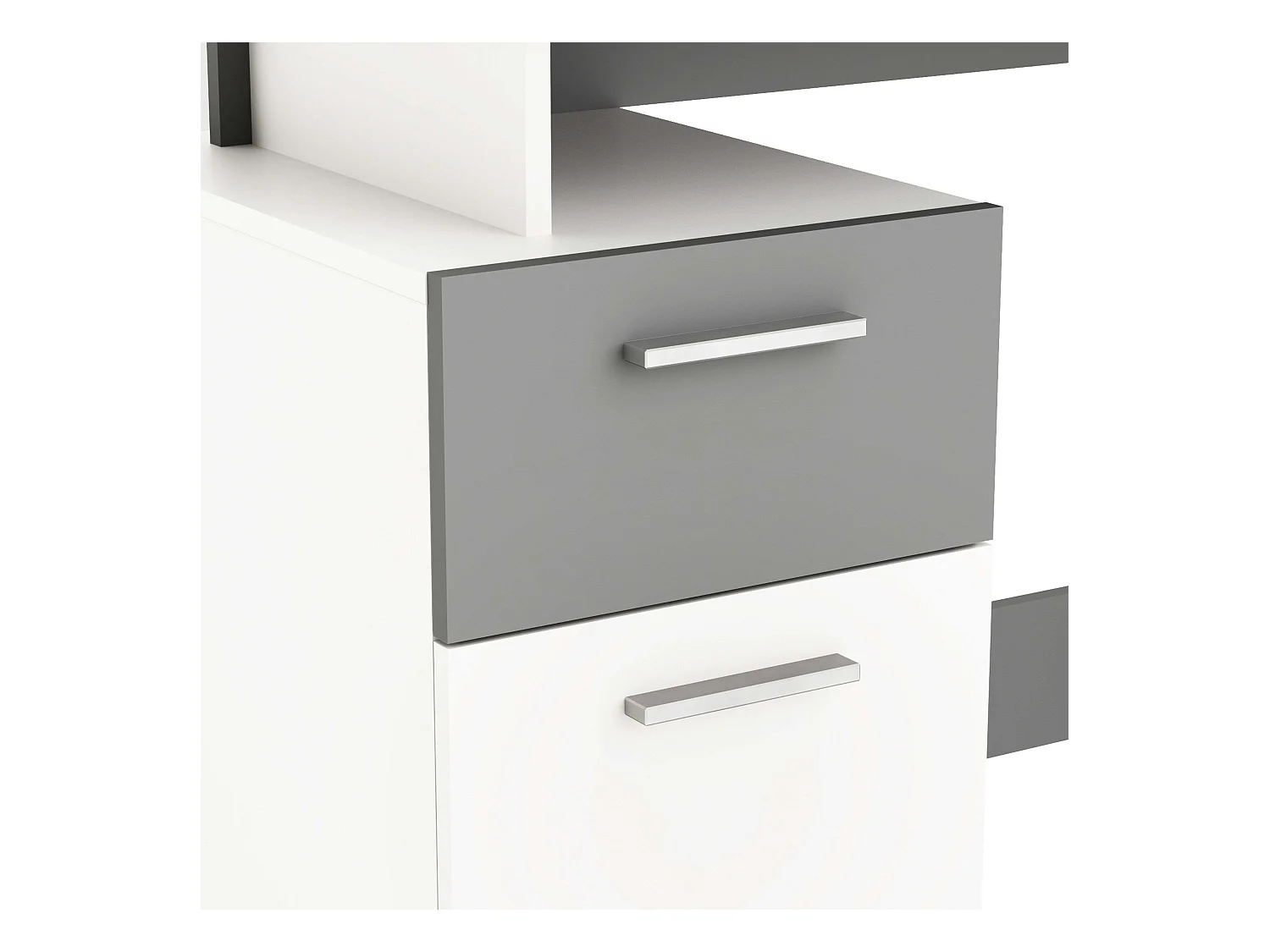 Bureau multimédia Plato blanc et gris foncé 122 cm