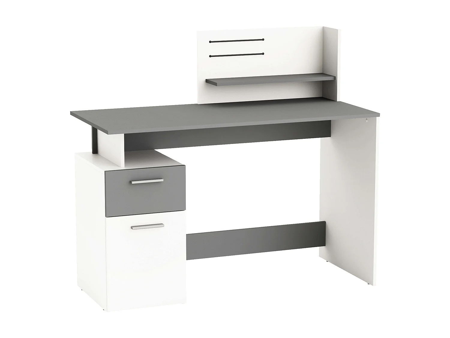 Bureau multimédia Plato blanc et gris foncé 122 cm