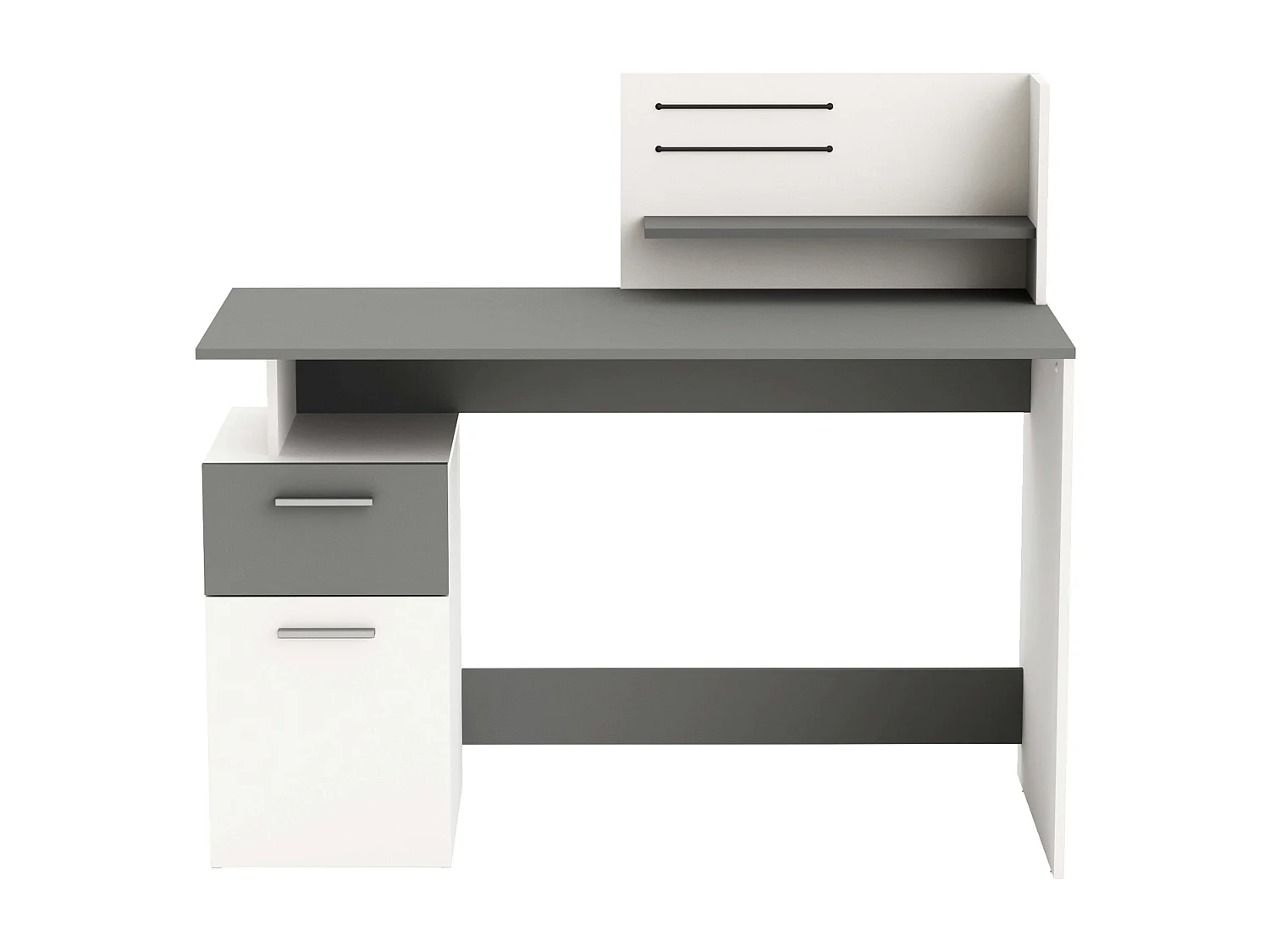 Bureau multimédia Plato blanc et gris foncé 122 cm