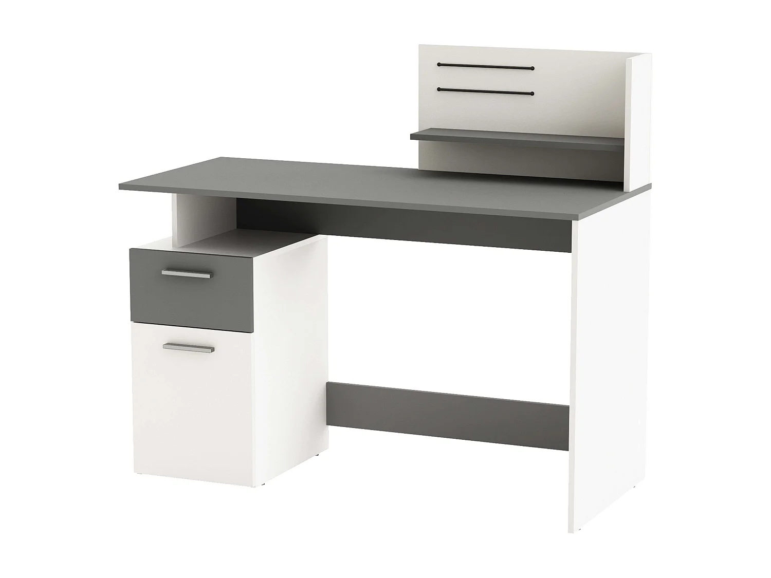 Bureau multimédia Plato blanc et gris foncé 122 cm