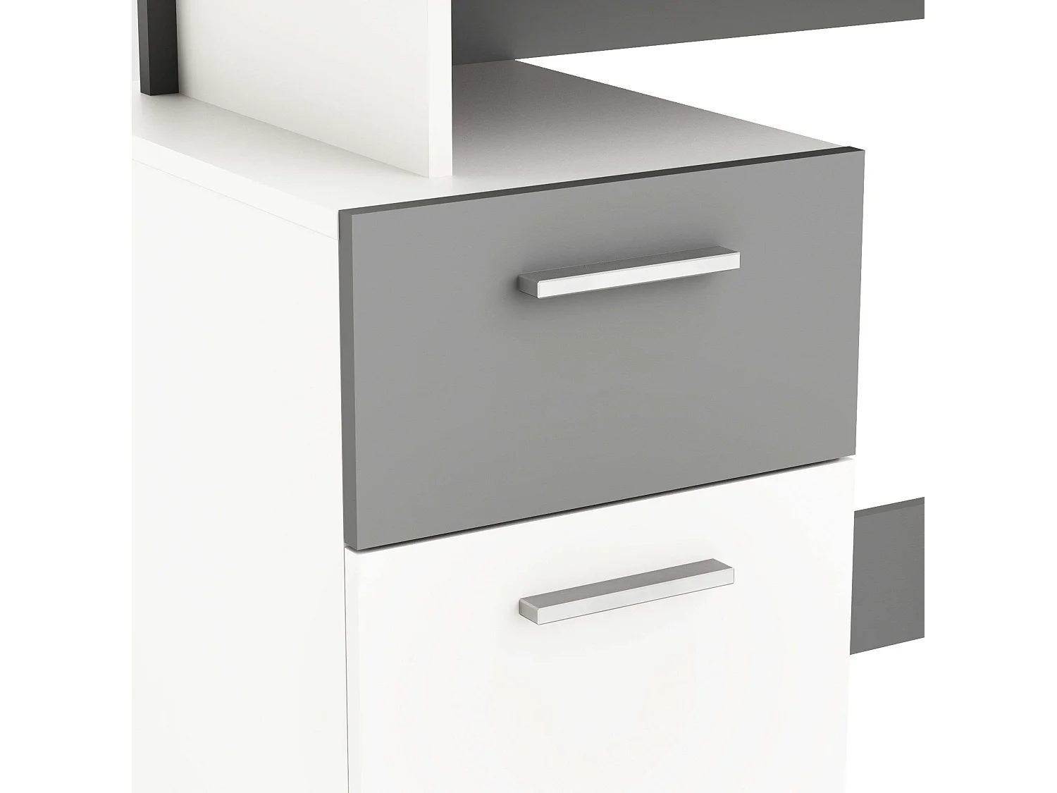 Bureau multimédia Plato blanc et gris foncé 122 cm